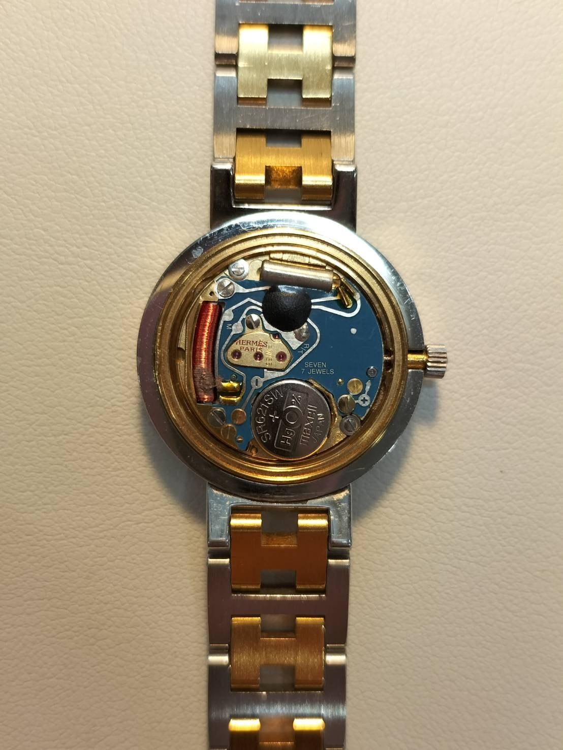 エルメス クリッパー 51.03 クォーツ Cal.- SS/GP SS/GP  アイボリー文字盤 箱 冊子 保証書（1992年）オーバーホール済み