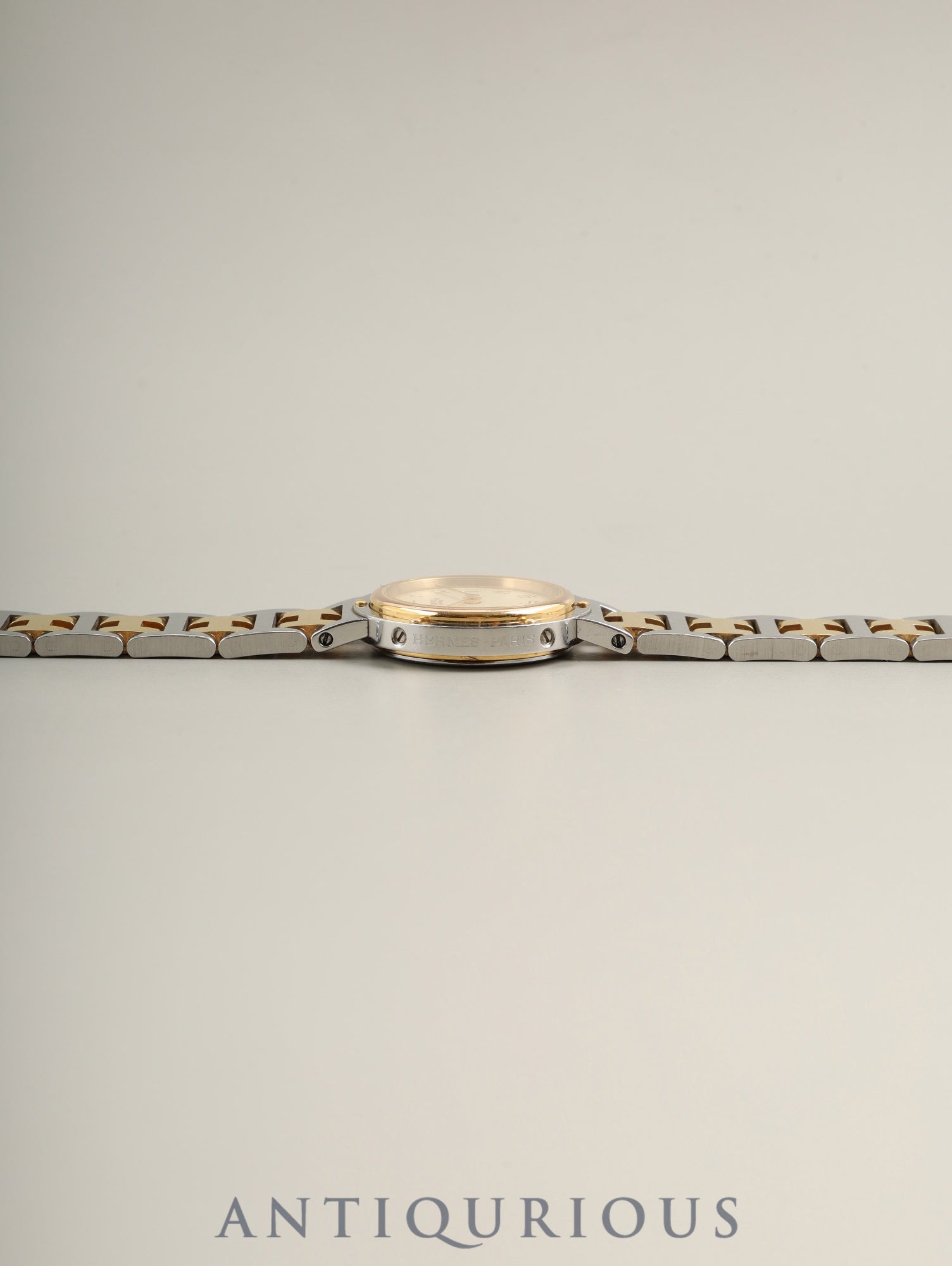 エルメス クリッパー 51.03 クォーツ Cal.- SS/GP SS/GP  アイボリー文字盤 箱 冊子 保証書（1992年）オーバーホール済み