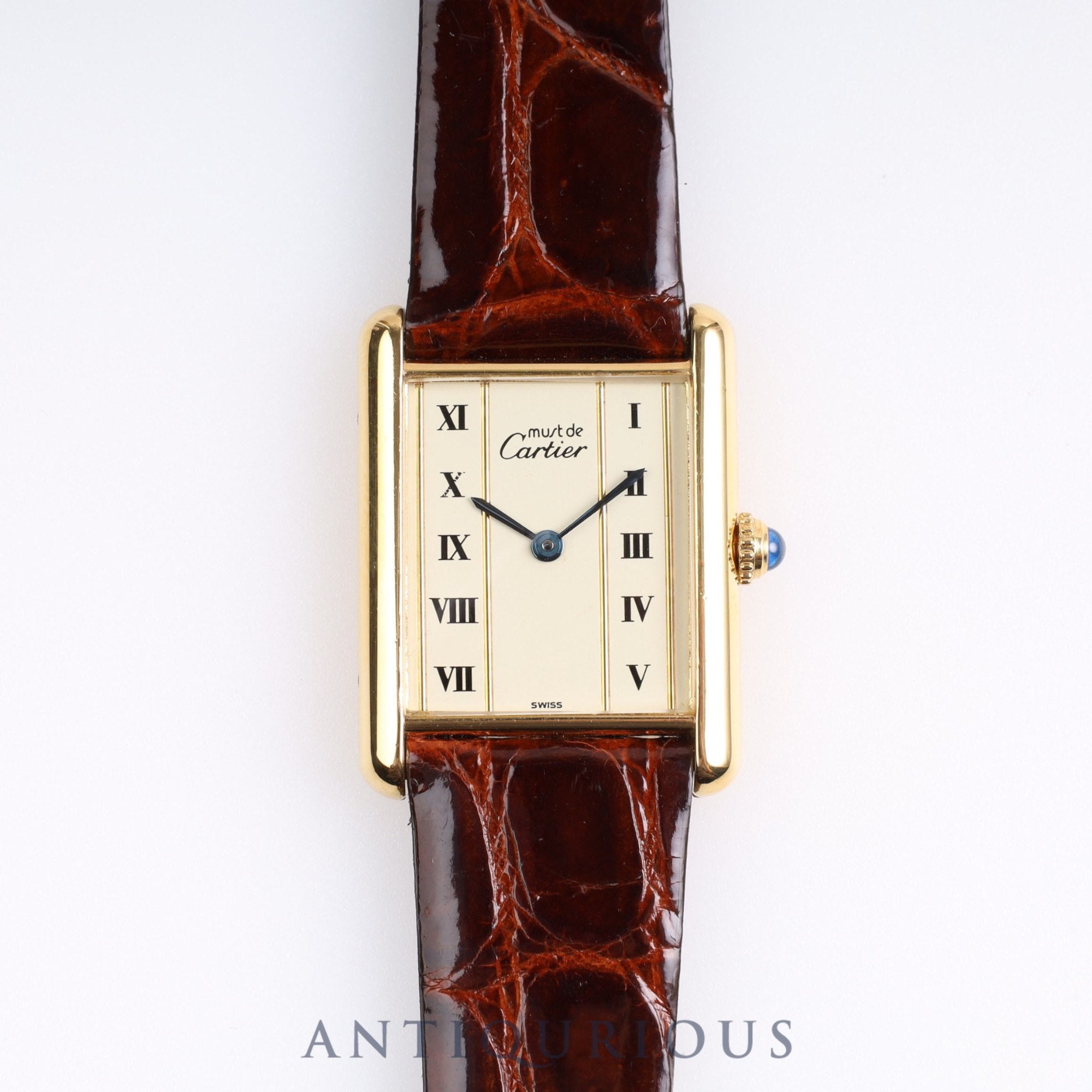 Cartier Must Tank LM QZ 590005 925 Leather Vertical Roman Dial |  東京銀座のヴィンテージウォッチ専門店 - ANTIQURIOUS