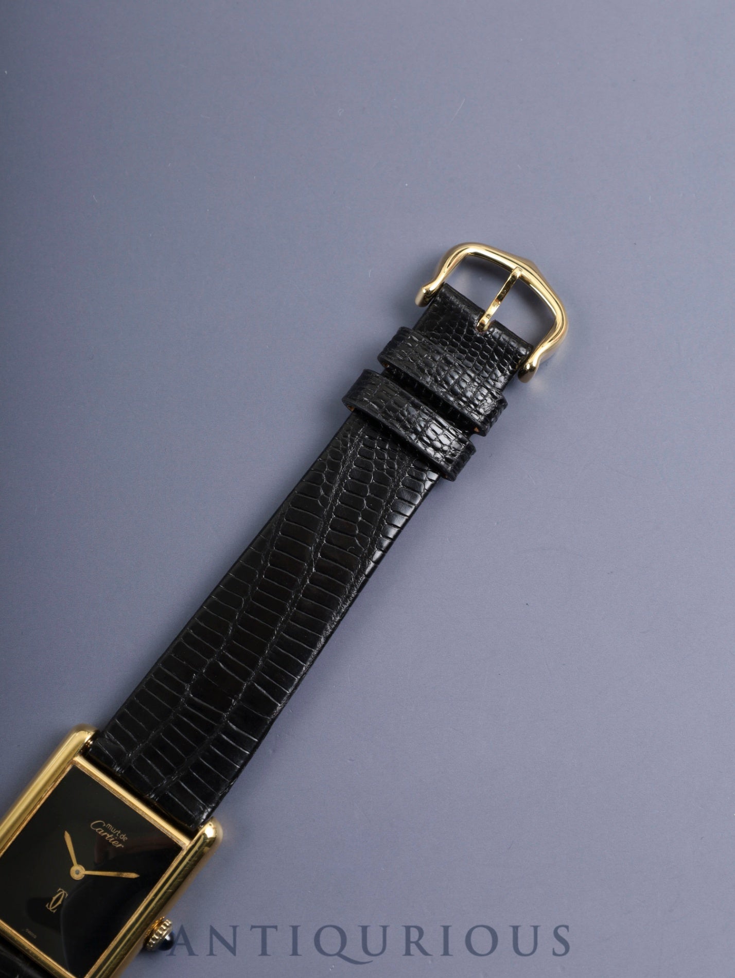 カルティエ マストタンク LM 手巻き Cal.78-1 SV925 革 純正ピンバックル（GP）オニキス文字盤（SWISS表記）オーバーホール済み 新品仕上げ済み