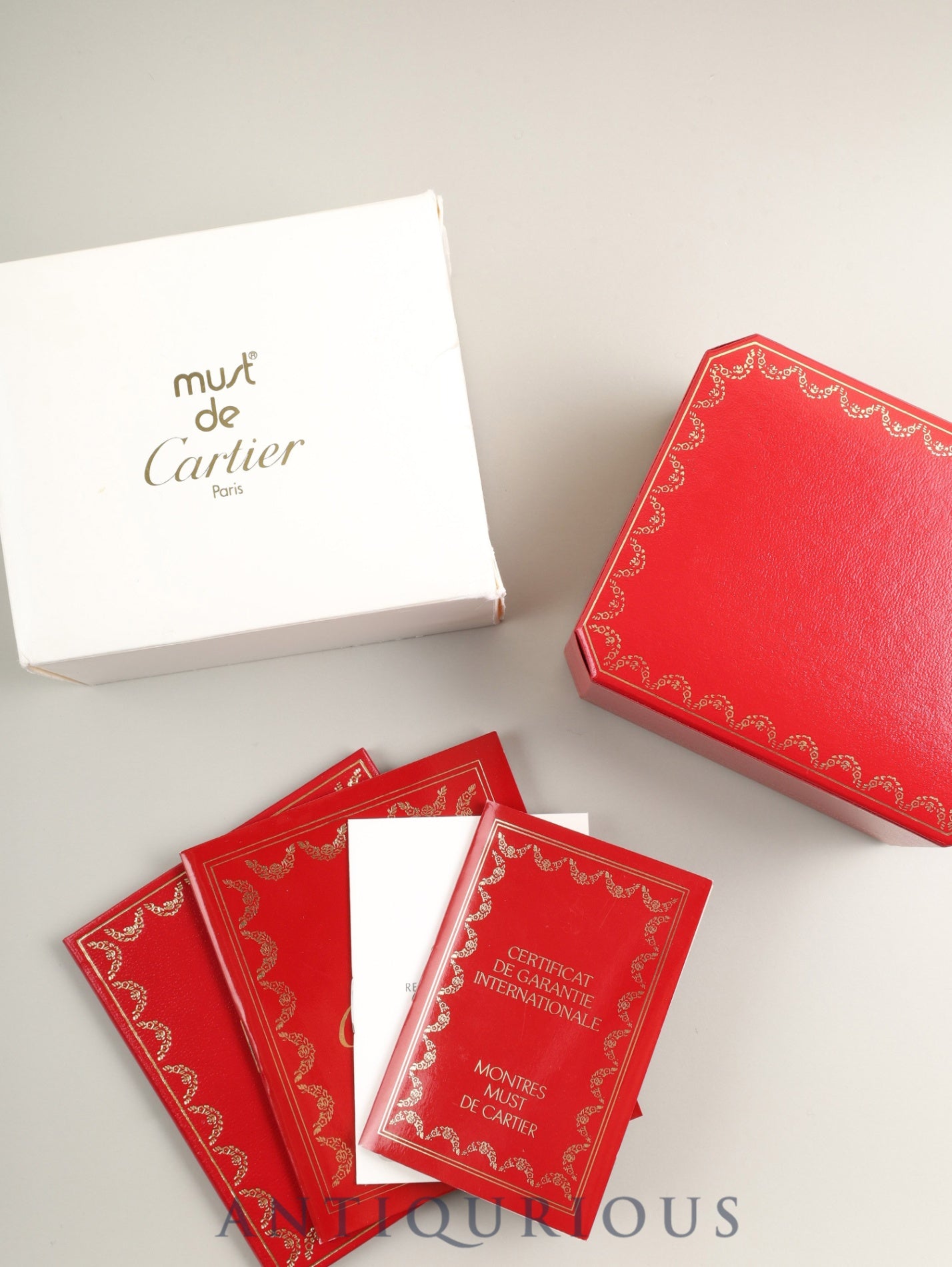 カルティエ マスト ヴァンドーム VLC SM W1002353 / 1815 クォーツ Cal.90 SV925 革 純正尾錠（GP）アイボリー4点ローマン文字盤 1980年代半ば～1994年頃 箱 冊子 保証書（1997年）オーバーホール済み