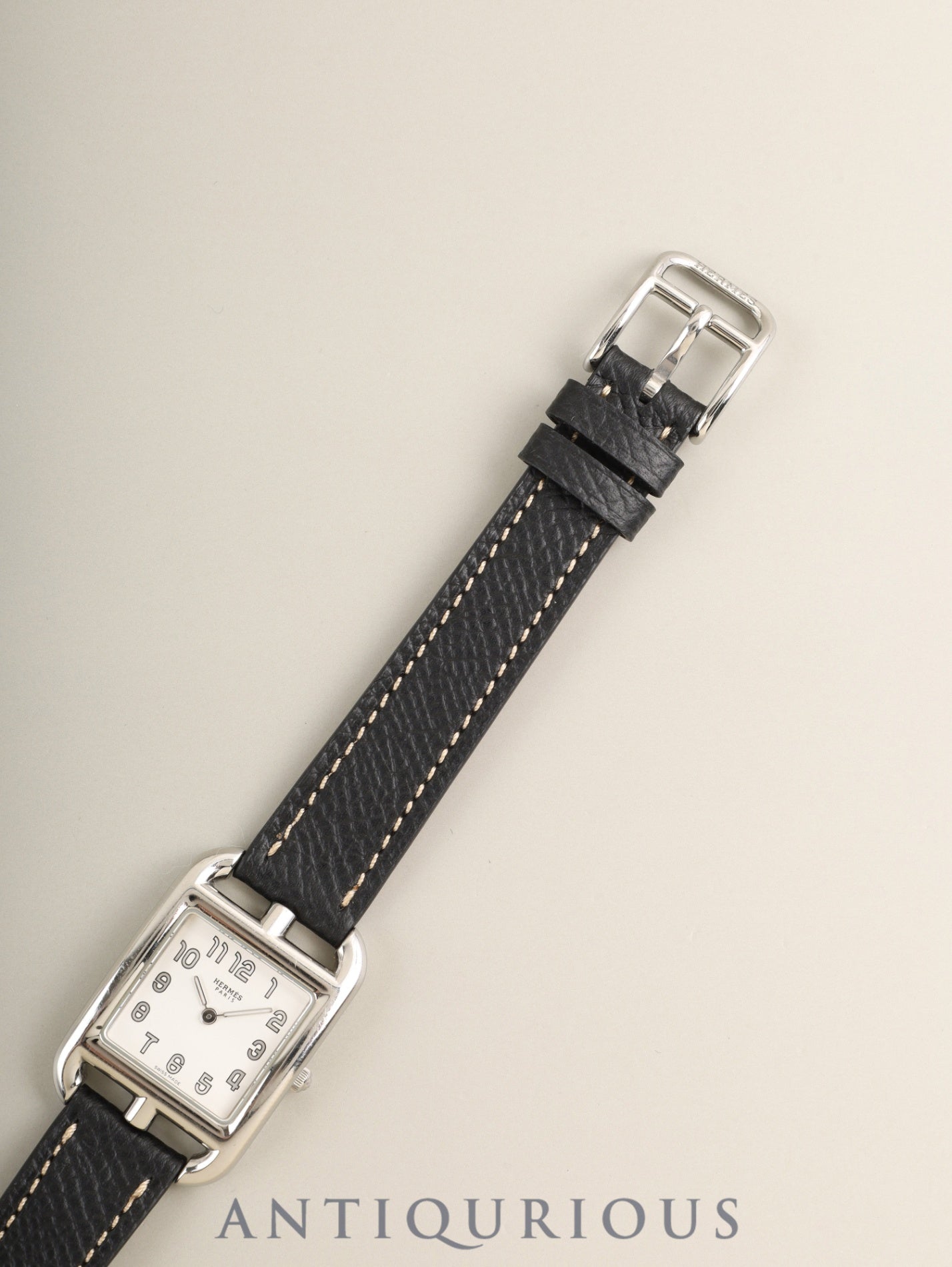 エルメス ケープコッド CC1.210a クォーツ Cal.976.001 SS 革 純正ピンバックル（SS） シルバー文字盤（SWISS MADE表記） 箱 冊子 保証書（2019年）オーバーホール済み