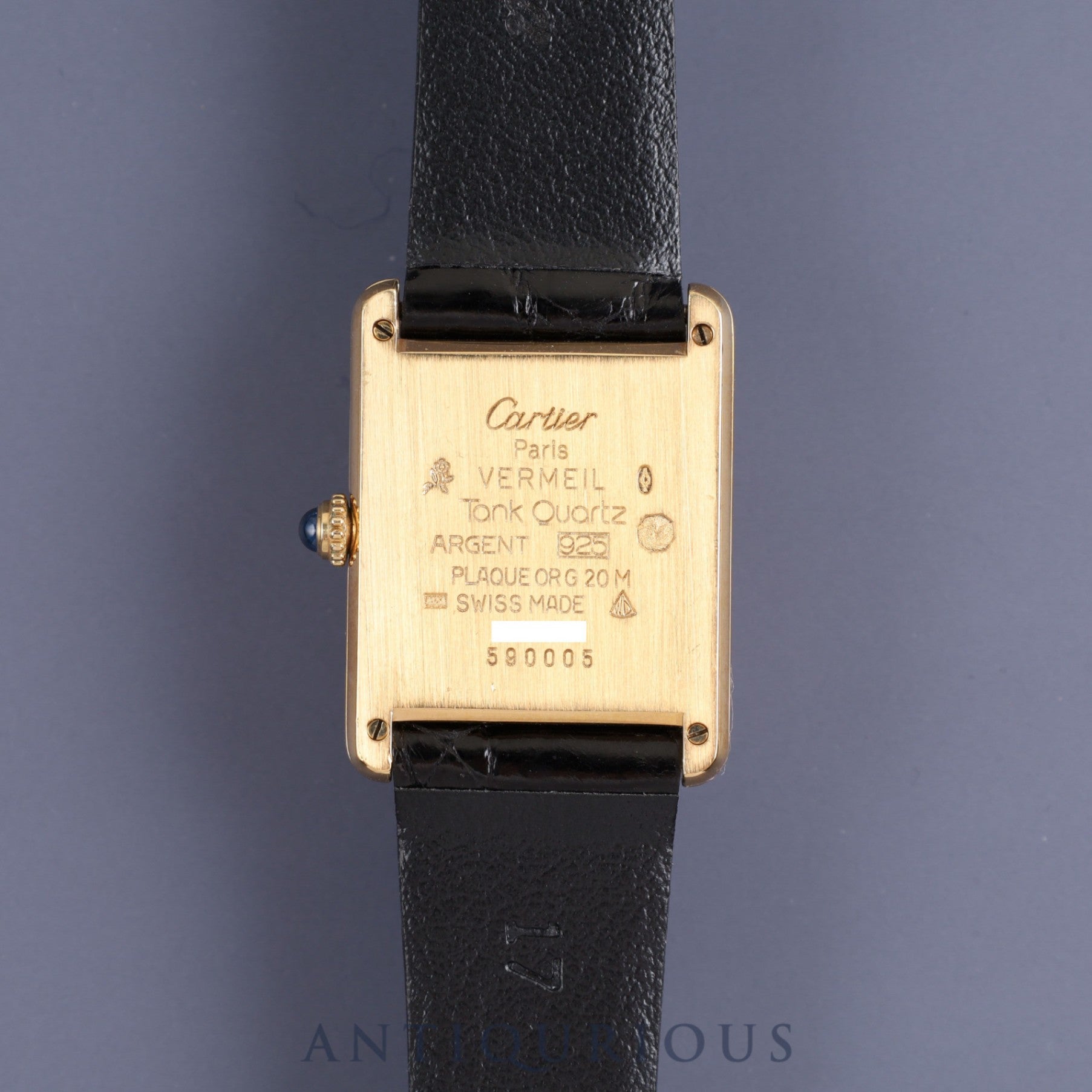 CARTIER MUST TANK LM 590005 Quartz Cal.90 925 Leather Genuine Buckle (GP) Ivory Dial Overhauled