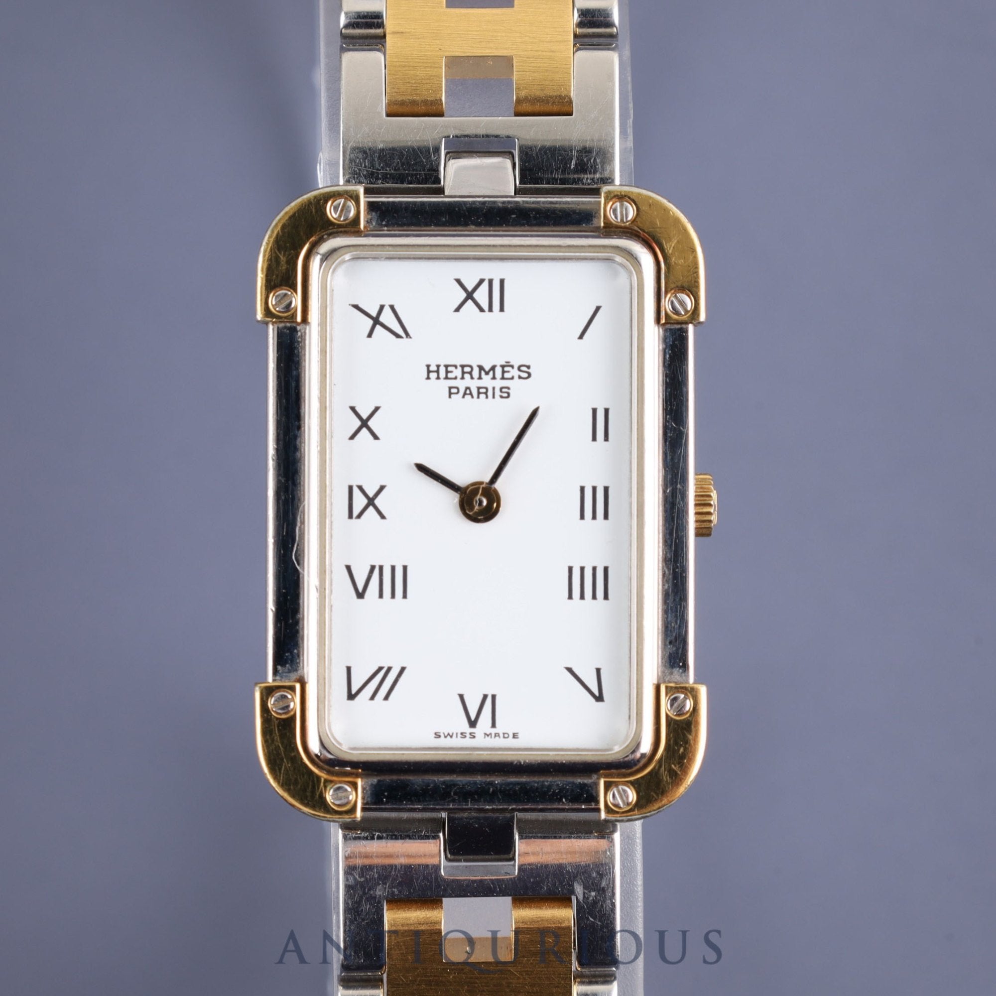 Hermes Cloajour 75.03 Quartz Cal.976.001 SS/GP White Roman Dial Overhauled