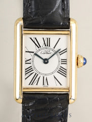 Cartier Must Tank SM W1005554 / 5057001 Quartz Cal.057 SV925 Leather Genuine Pin Buckle (GP) Opaline Dial (SWISS marking) Overhauled