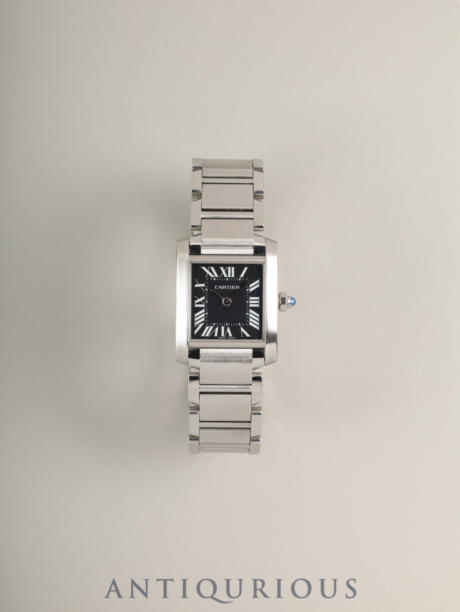 カルティエ タンクフランセーズ SM W51026Q3 / 2384 クォーツ Cal.057 SS SS ブラック文字盤（アジア限定） オーバーホール済み