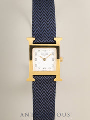 Hermès H Watch HH1.201 Quartz Caliber 901.001 GP with genuine strap and genuine buckle (GP). White dial, box, card (2019), dust bag, and overhauled.