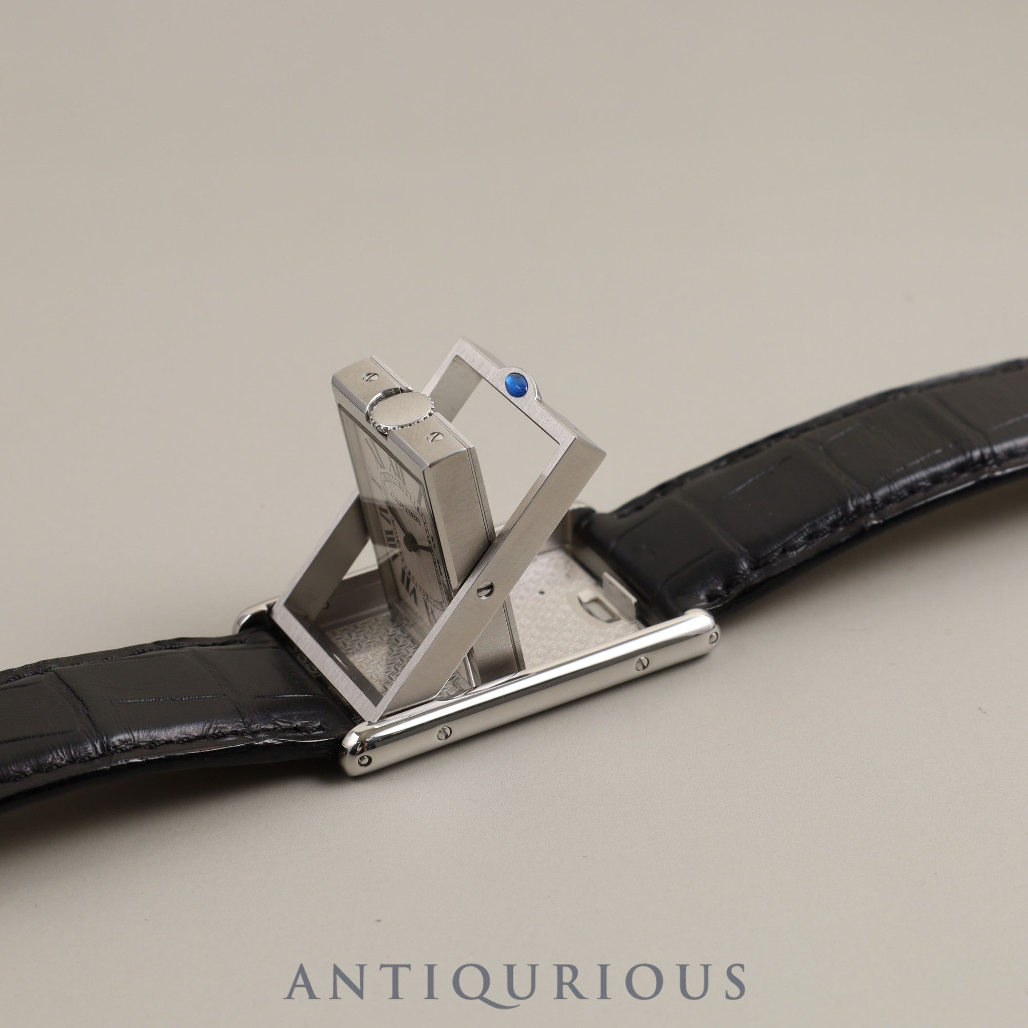 Cartier Tank Basculante LM W1011358 / 2390 Manual winding Cal.060 SS Leather Genuine buckle (SS) White guilloche dial Box