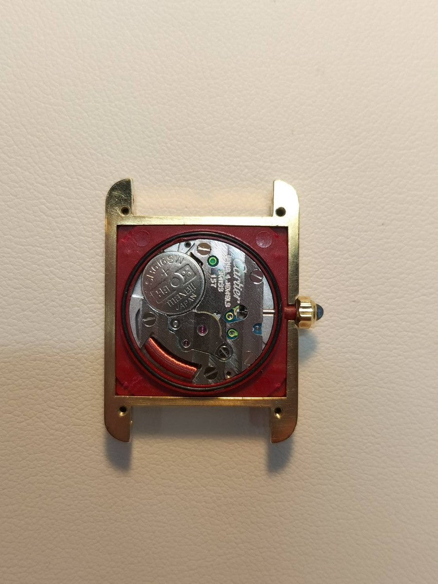 カルティエ マストタンク SM 3 66001クォーツ Cal.157 SV925 革 純正ピンバックル（GP）オニキス文字盤（SWISS表記）オーバーホール済み