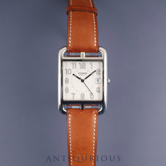 Hermès Cape Cod CC1.810 Quartz Stainless Steel Watch with Genuine Leather Strap (2006, Signs of Use) and Genuine Stainless Steel Buckle. Silver Dial, Box, Warranty Card (2007). Overhauled.