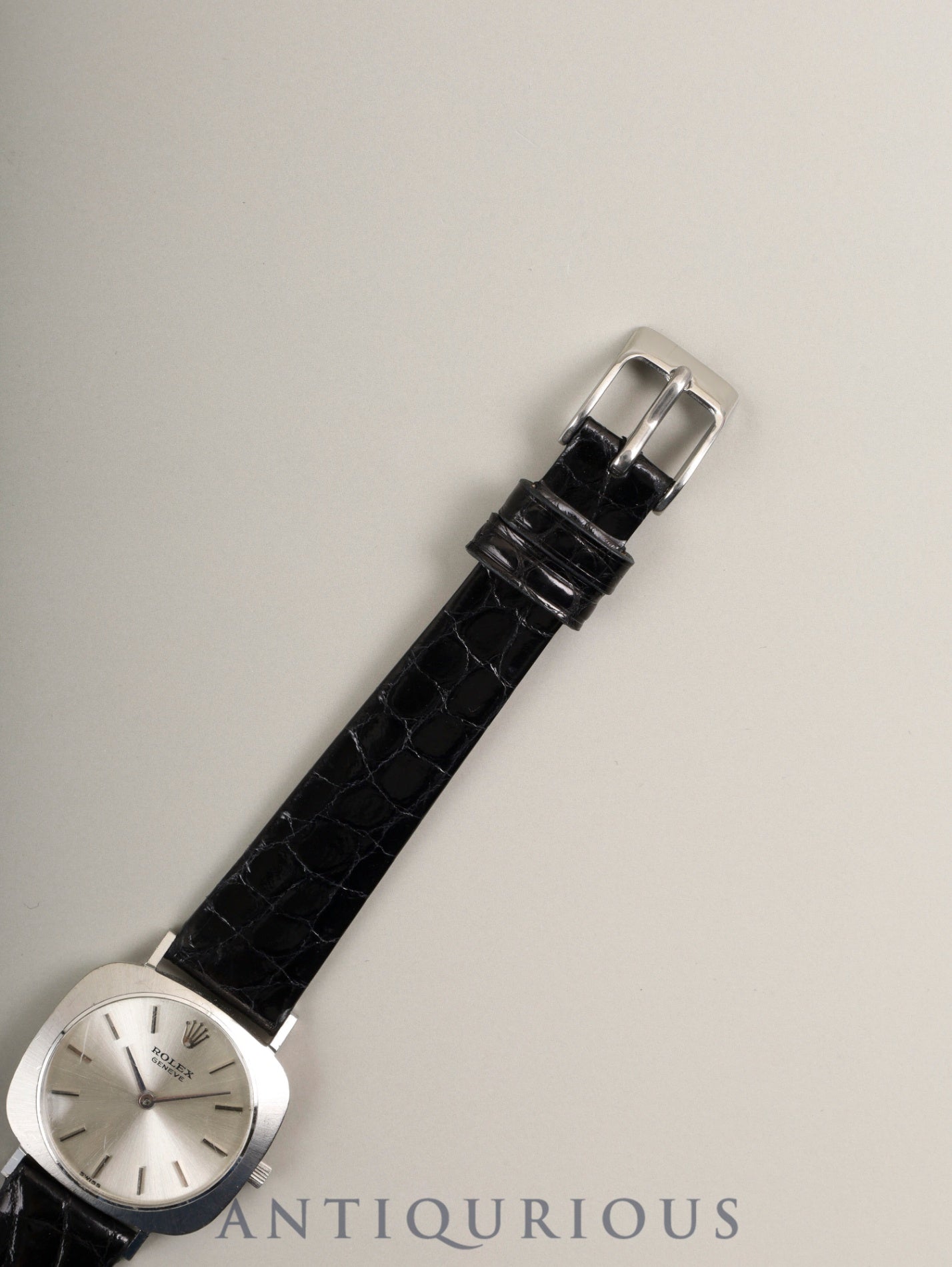 ロレックス チェリーニ 3652 手巻き Cal.1600 750WG 革 社外ピンバックル（SS）シルバー文字盤 15番台（1965年）オーバーホール済み