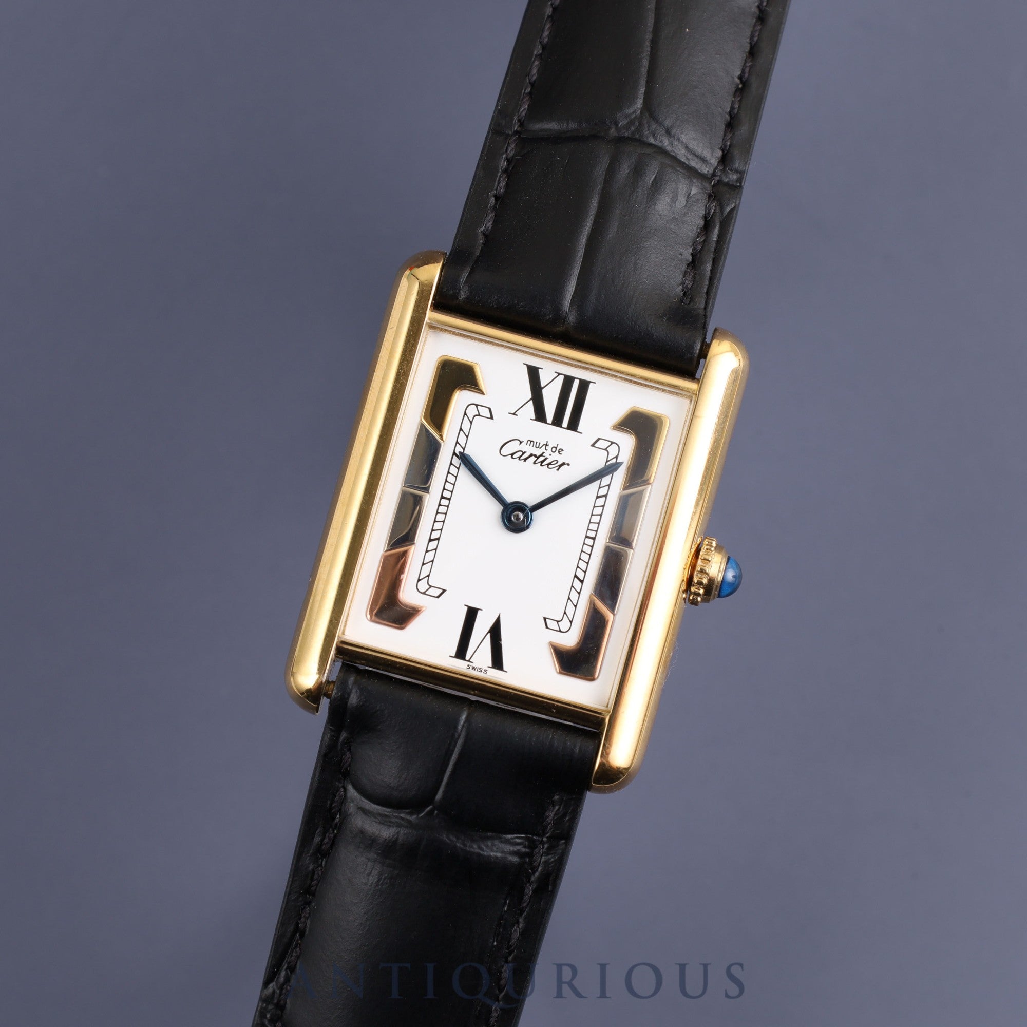 Cartier Must Tank LM 590005 Quartz Cal.90 SV925 Leather Genuine D Buckle (GP) Trinity Dial Overhauled