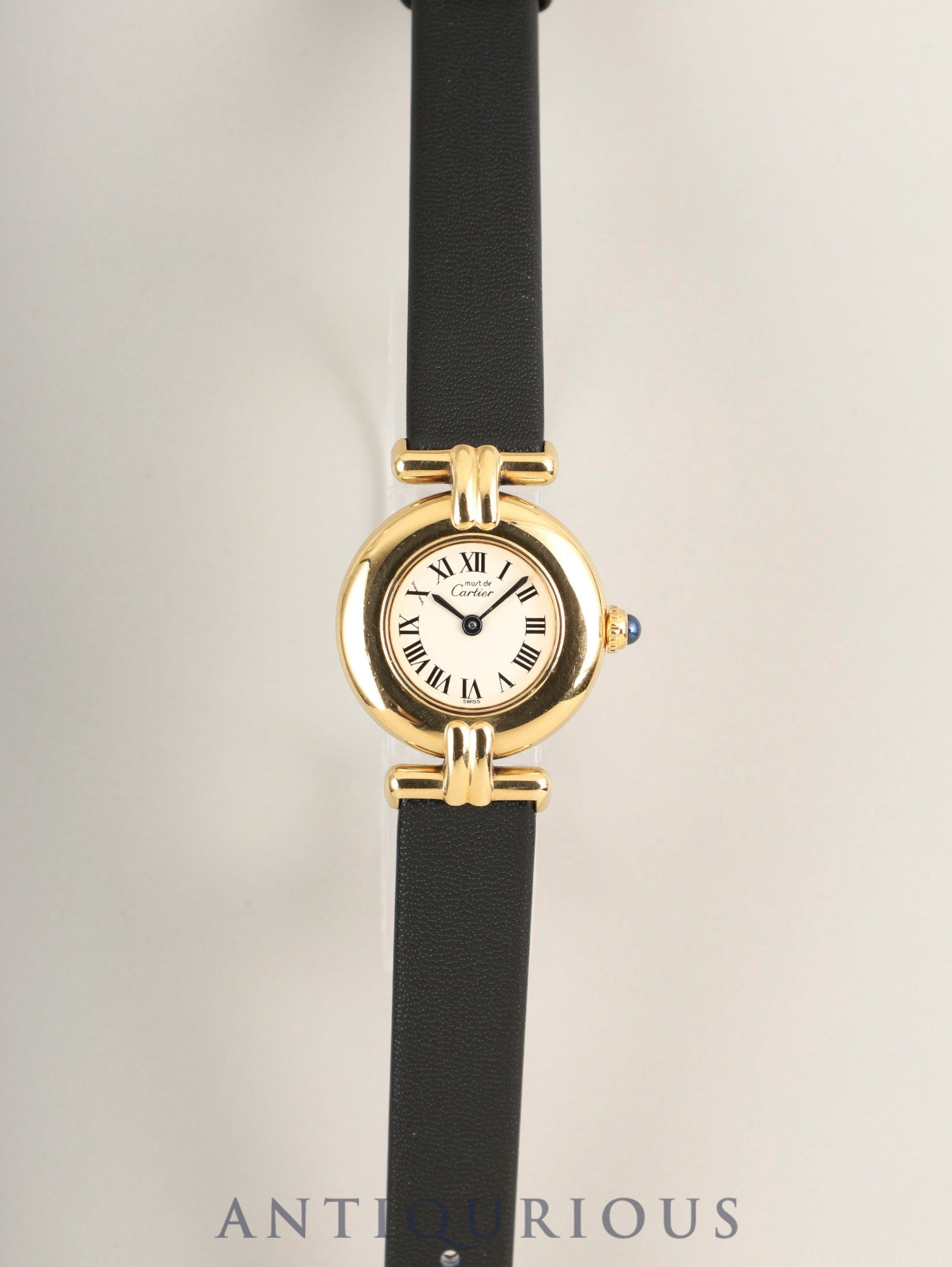 カルティエ マストコリゼ 590002 クォーツ Cal.90 SV925 革 純正ピンバックル（GP） アイボリーローマン文字盤 オーバーホール済み
