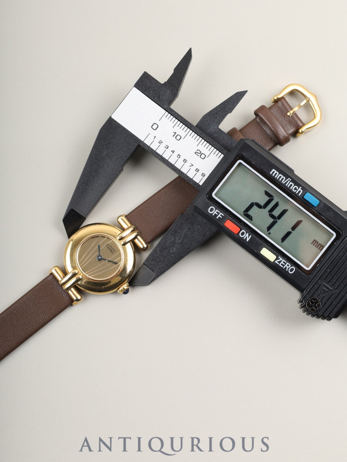 カルティエ マストコリゼ 590002 クォーツ Cal.90 SV925 革 純正尾錠（GP）ゴールド文字盤 オーバーホール済み