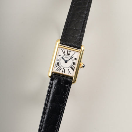 カルティエ マストタンク SM W1005554 / 5057001 クォーツ Cal.057 SV925 革 純正尾錠（GP）オパラン文字盤 オーバーホール済み 新品仕上げ済み