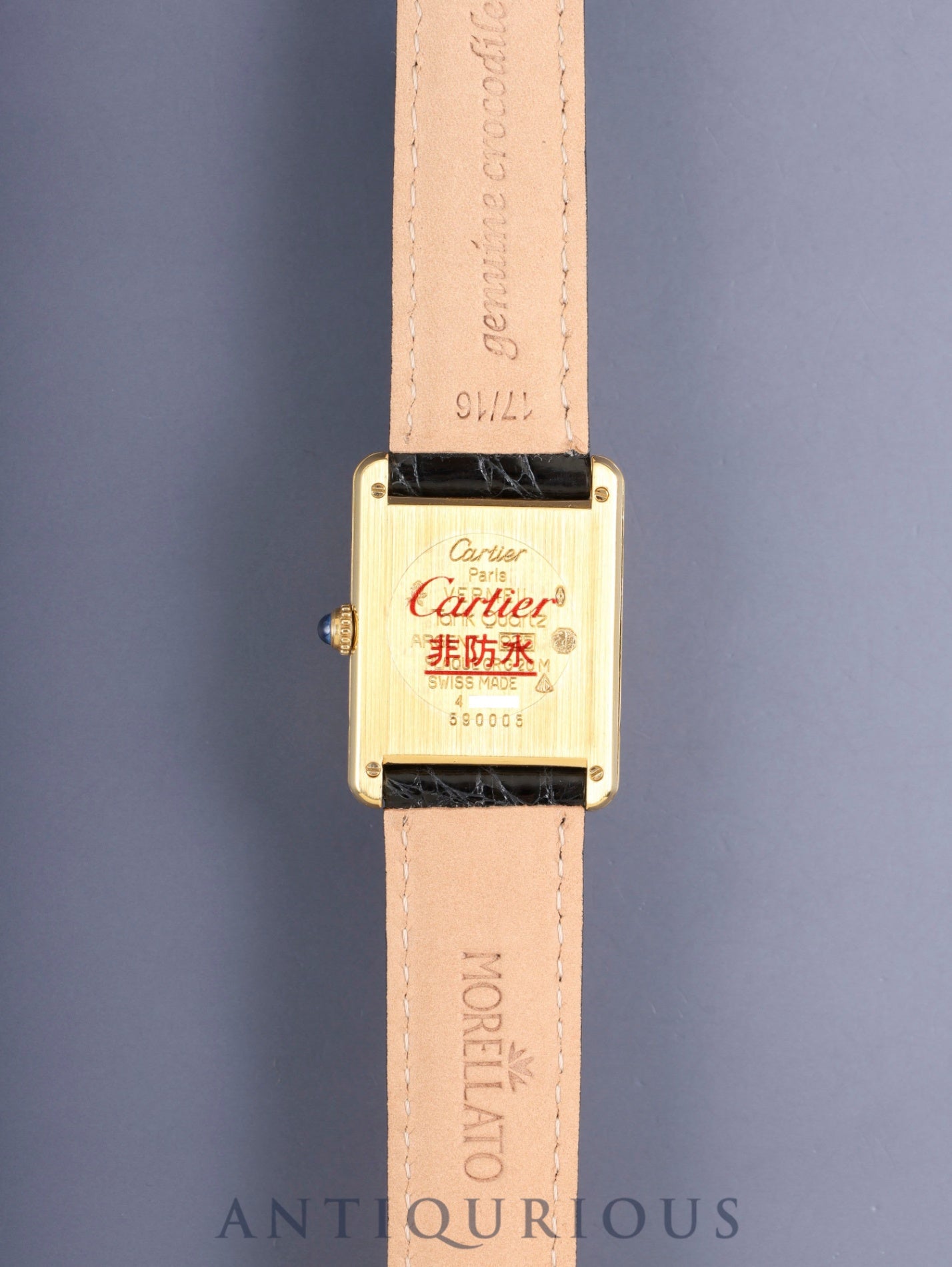 カルティエ マストタンク LM 590005 クォーツ SV925 革 純正尾錠（GP）アイボリーローマン文字盤（SWISS MADE表記）新品仕上げ済み カルティエブティックにてコンプリートサービス（フルメンテナンス）済み