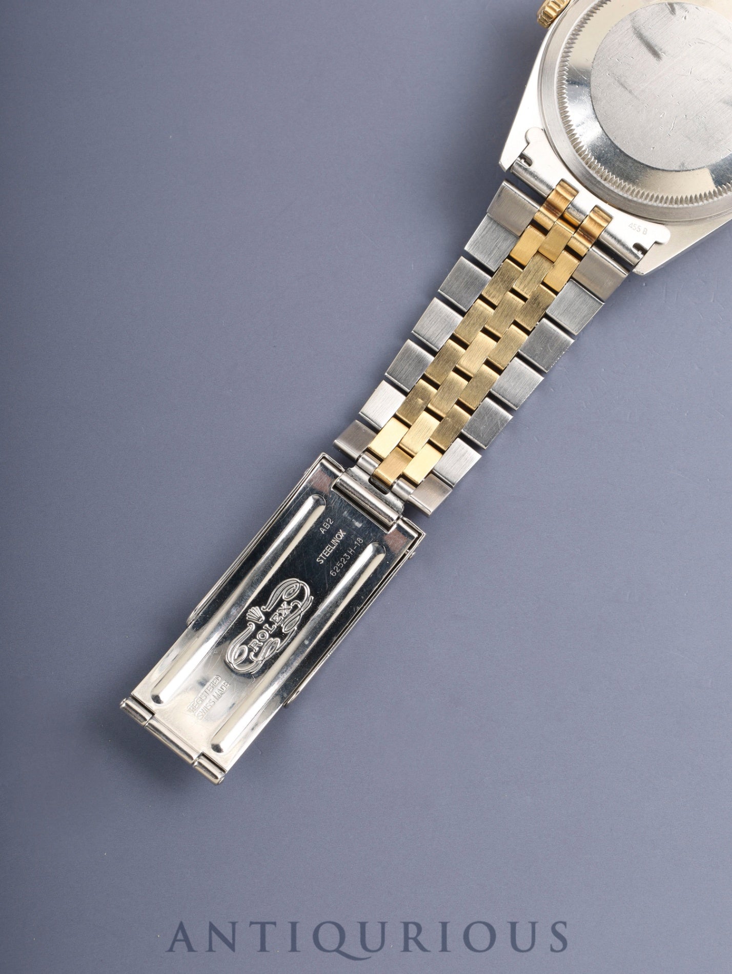 ロレックス デイトジャスト 16233 自動巻き Cal.3135 SS/YG SS/YG ホワイトローマン文字盤 U番台（1997年）保証書（2000年/ 個人名記載あり）国際サービス保証（2014年）箱 冊子 タグ オーバーホール済み