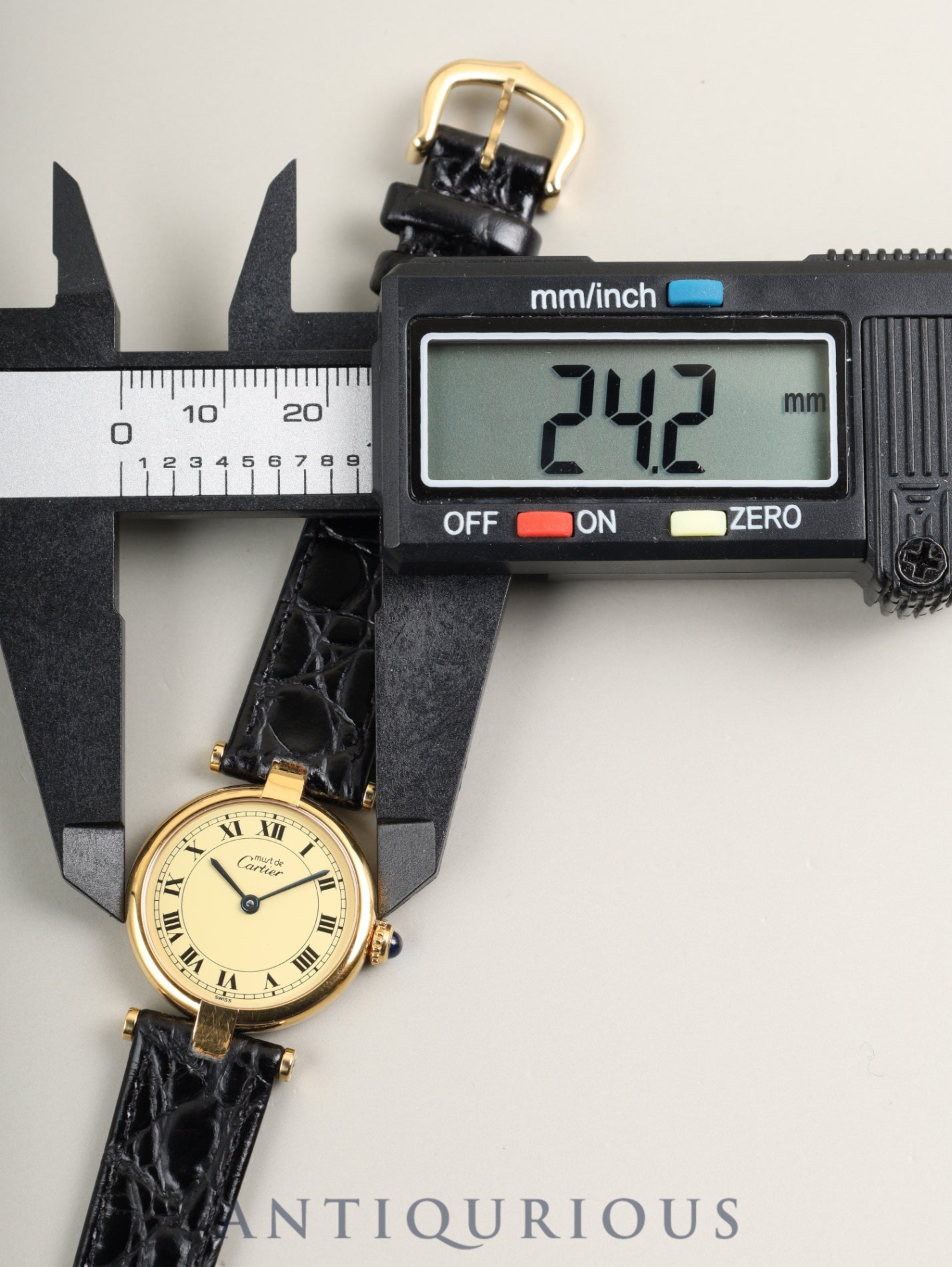 カルティエ マスト ヴァンドーム VLC SM 590004 クォーツ Cal.90 SV925 革 純正ピンバックル（GP）アイボリーローマン文字盤 箱 タグ 冊子 保証書（1991年）オーバーホール済み