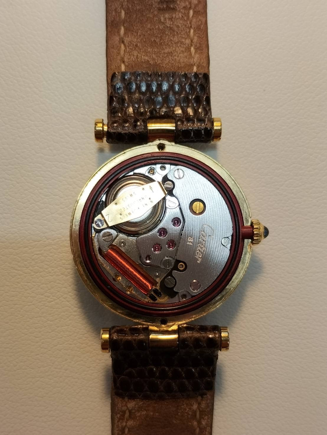 Cartier Must Vendome VLC SM 18 Quartz Cal. 81 SV925 Leather Original Pin Buckle (GP) Front Trinity Dial Box Overhauled