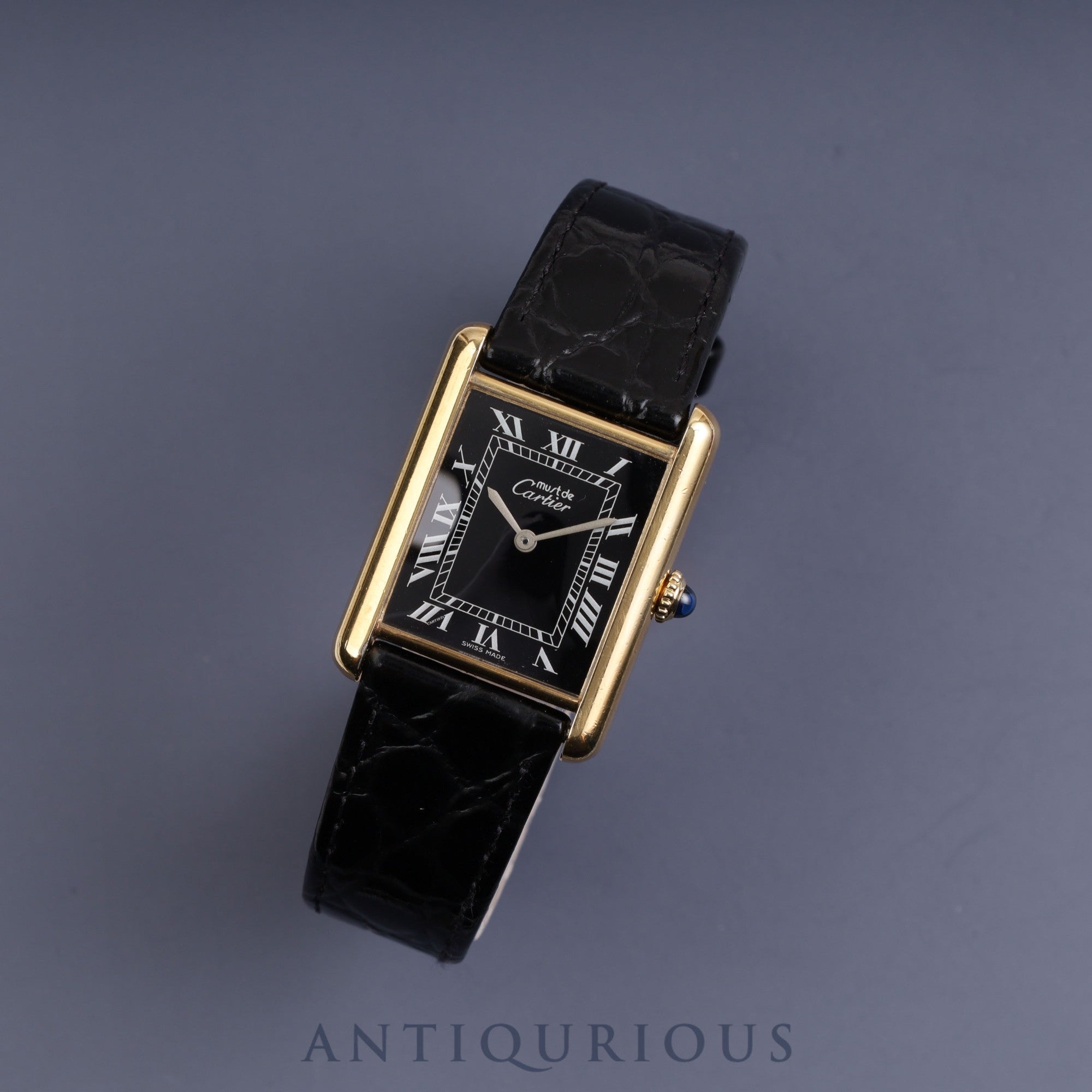 Cartier Must Tank LM Manual Winding Black Roman Dial Box Fully Serviced