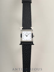 Hermès H Watch HH1.210 Quartz Stainless Steel Leather Strap with Genuine Stainless Steel Buckle, White Dial, Genuine Leather Strap (P Stamp: 2012), Overhauled