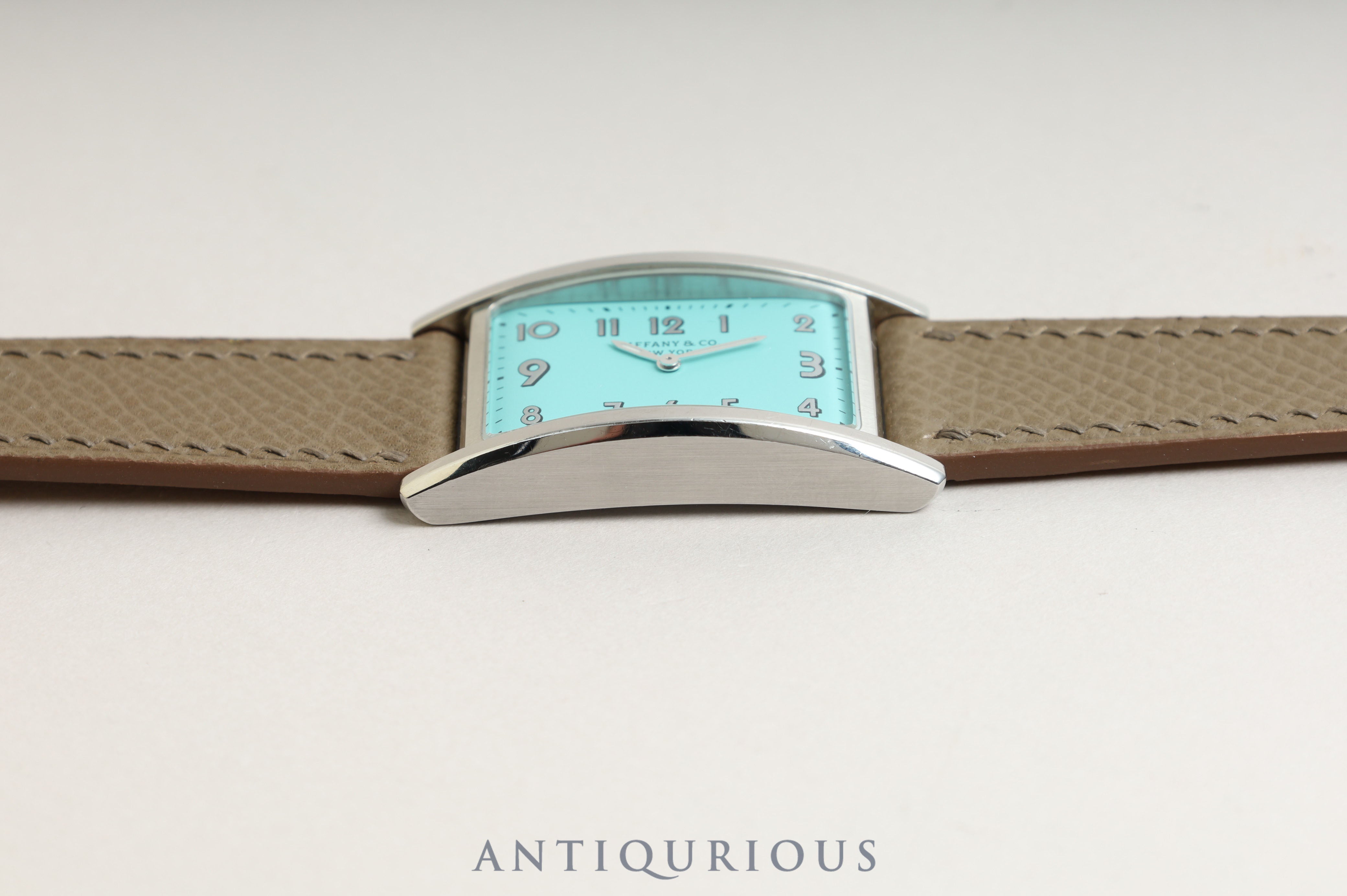 Tiffany East West Mini 36668679 Quartz Tiffany Blue Dial Stainless Steel Leather Box Warranty Card Genuine Leather Strap Included