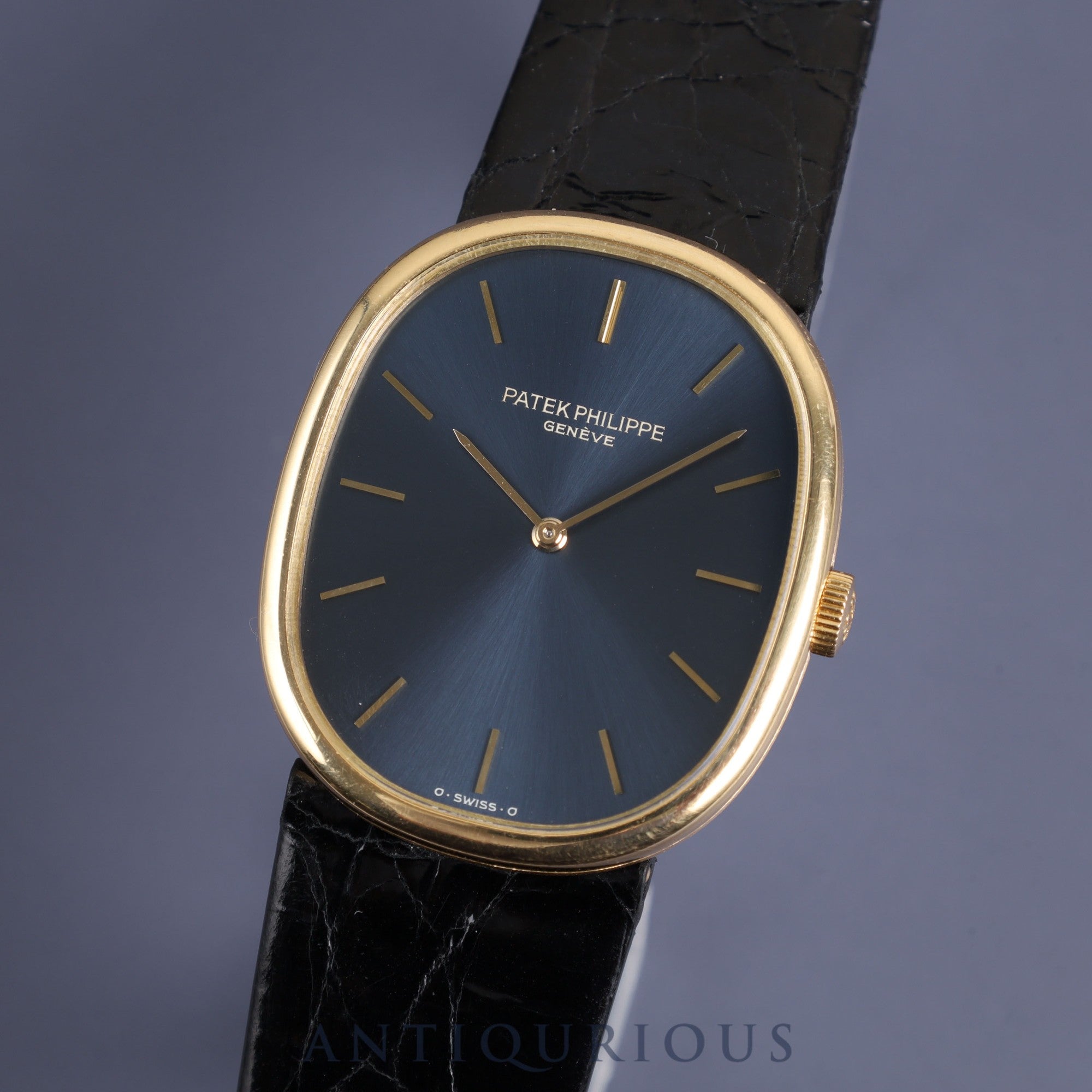 Patek Philippe Golden Ellipse 3848 Manual winding Cal.215 750 Leather Genuine buckle (750) Blue dial Overhauled