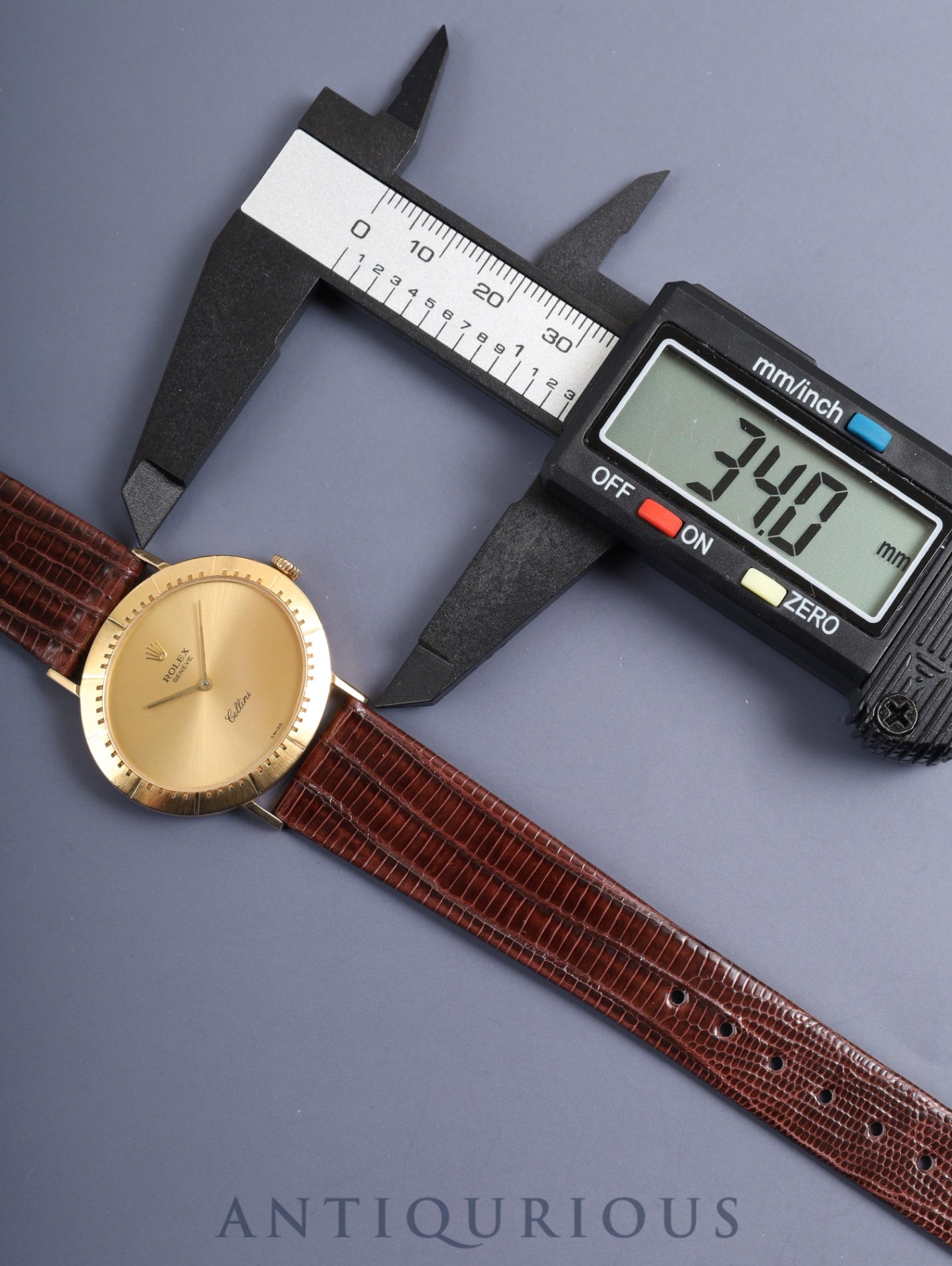 Rolex Cellini 4083 Manual Winding Caliber 1601 750YG Leather Watch with Genuine Pin Buckle (GP) Champagne Dial E Series (1990-1991) Overhauled