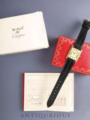 Cartier Must Tank LM 590005 Quartz Cal.90 SV925 Leather Original Pin Buckle (GP) Ivory Roman Dial (SWISS marking) Box, Manual, Warranty (1987) Overhauled