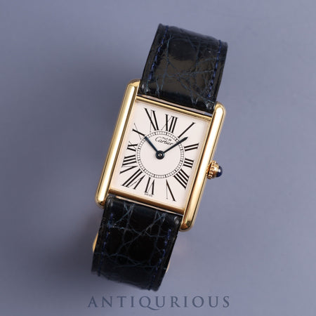 Cartier Must Tank LM 1615 Quartz Cal.90 SV925 Genuine leather strap Genuine D buckle (GP) Opalan dial Overhauled