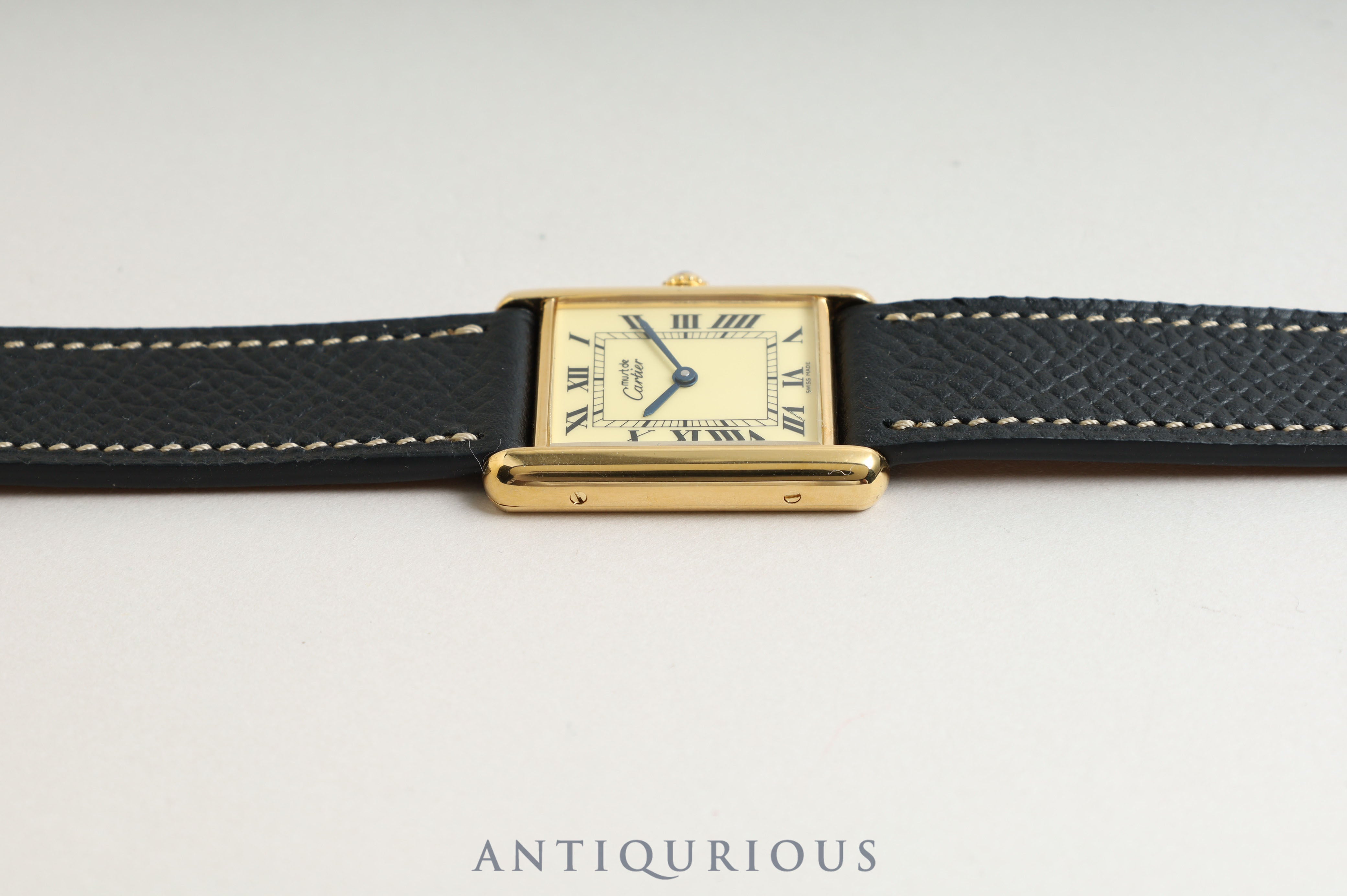 CARTIER Cartier Must Tank LM QZ Ivory Roman Dial 590005 New Finish Complete Service Completed