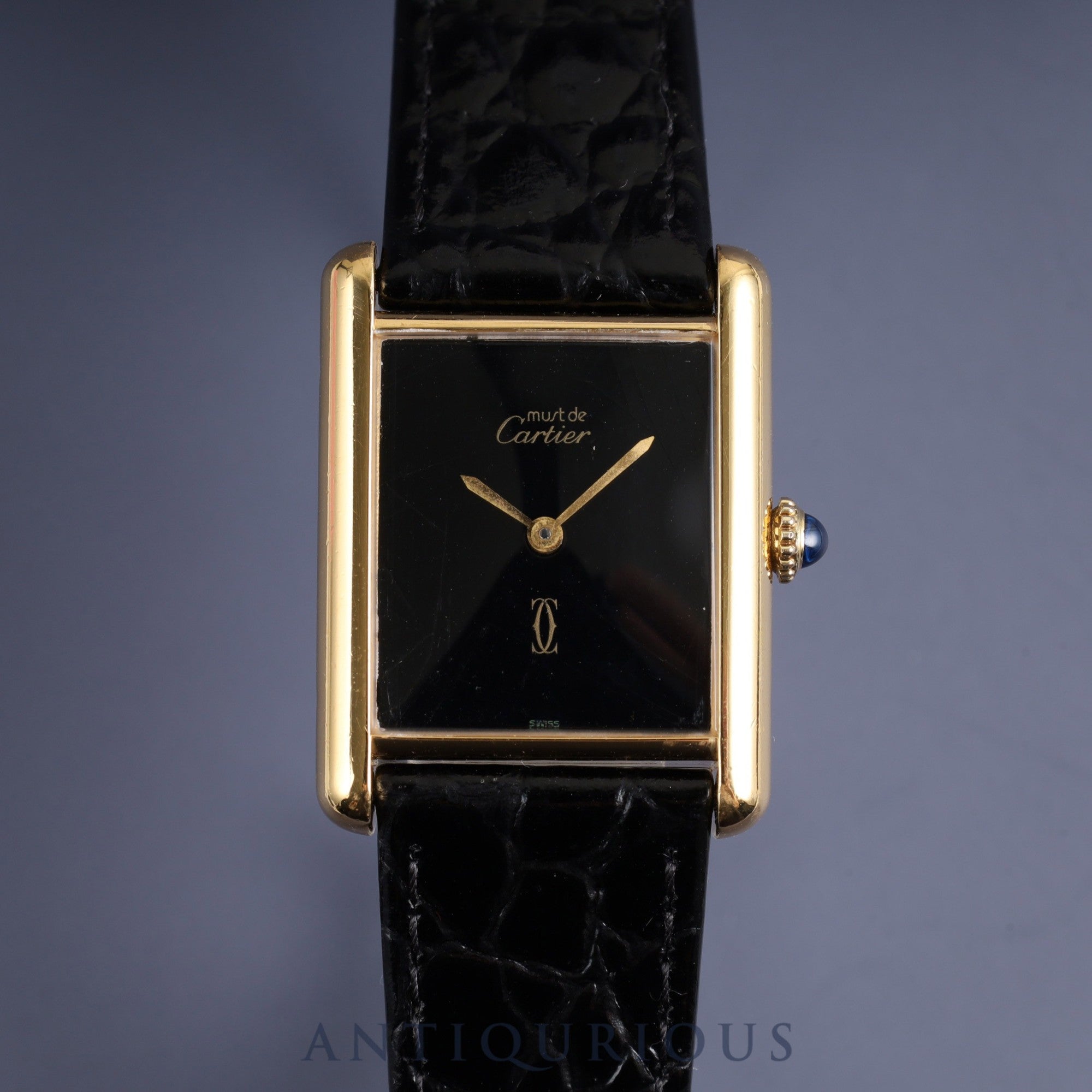 Cartier Must Tank LM Manual Winding Cal.78-1 SV925 Black Onyx Dial Overhauled and Refurbishing