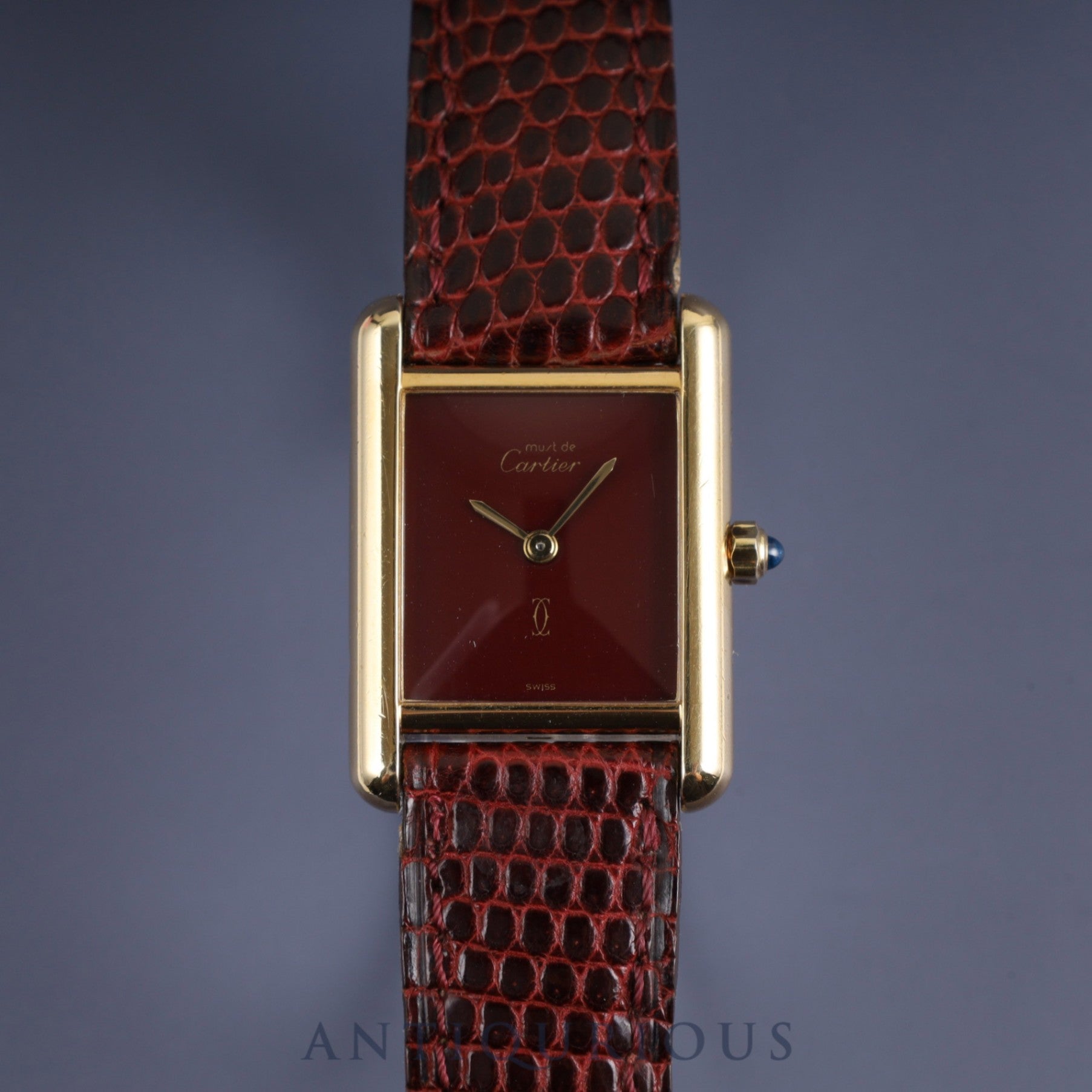 Cartier Must Tank SM 3 66001 Quartz SV925 Genuine leather strap Genuine buckle (GP) Bordeaux dial Overhauled