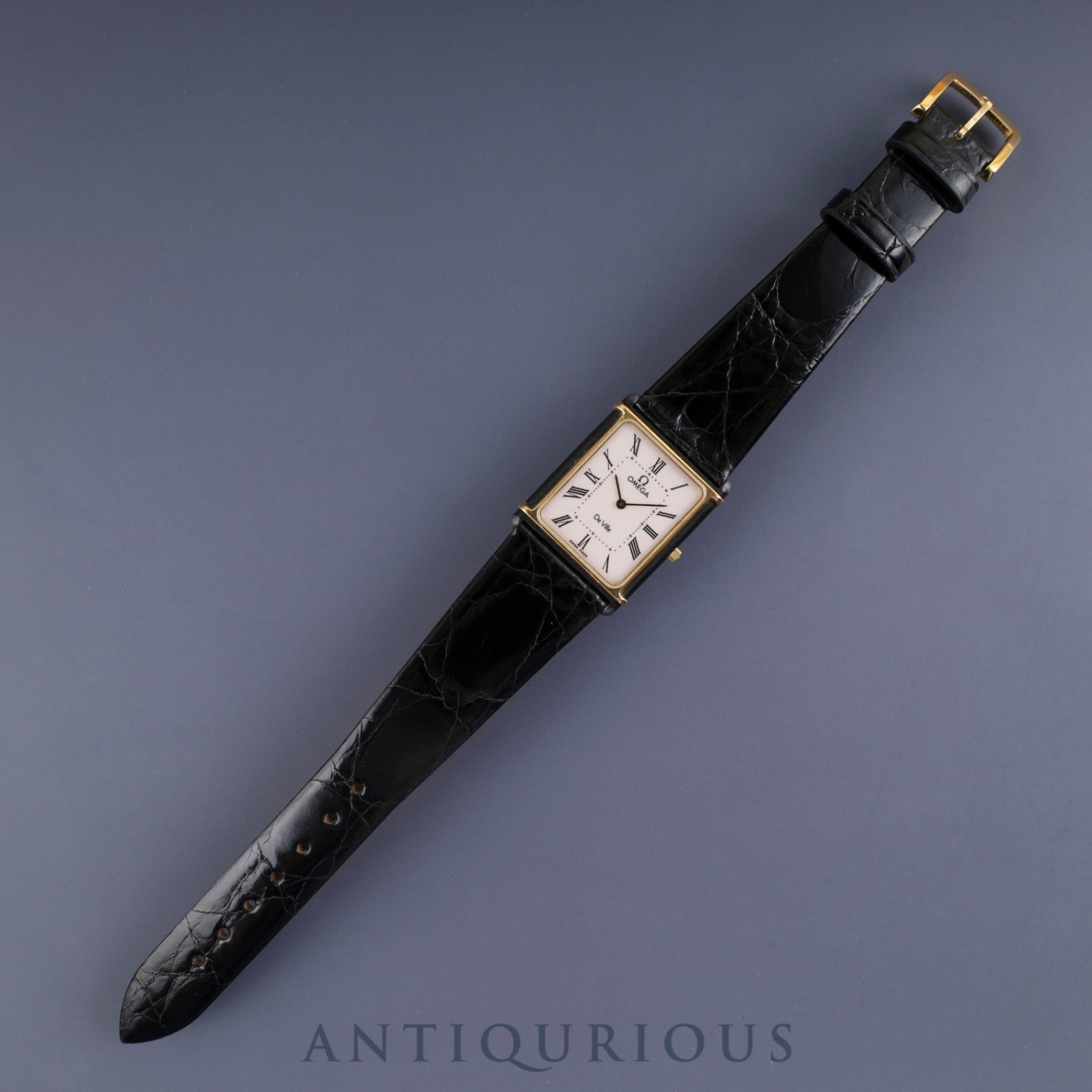 Omega De Ville Auteuil 191.0221 Quartz Cal.1450 GP Leather Strap with Genuine Buckle (GP) White Dial Box and Genuine Strap Overhauled