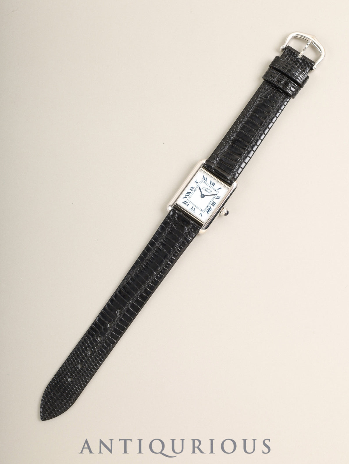 カルティエ マストタンク SM W1001543 / 6057002 クォーツ SV925 革 純正ピンバックル（SS）ホワイトローマン文字盤 （SWISS MADE表記） 箱 冊子 メーカー保証書（無記載）純正レザーベルト付き カルティエブティックにてコンプリートサービス（フルメンテナンス）済み