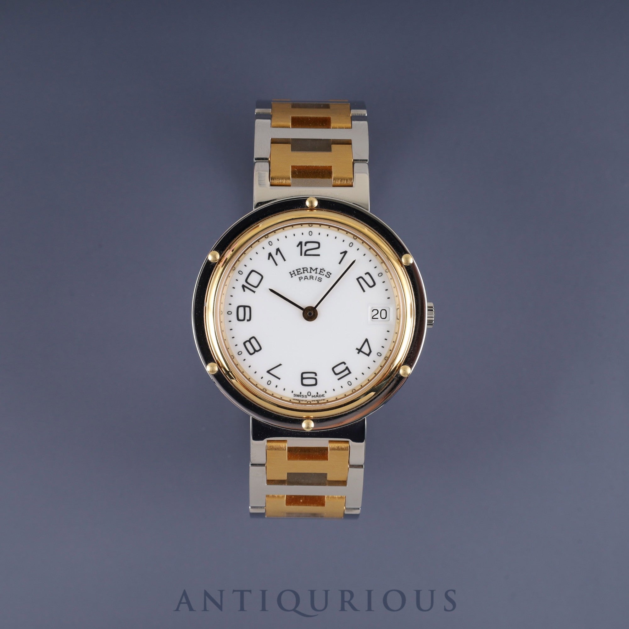 Hermes Clipper 48 03 Quartz SS/GP SS/GP White Dial Overhauled