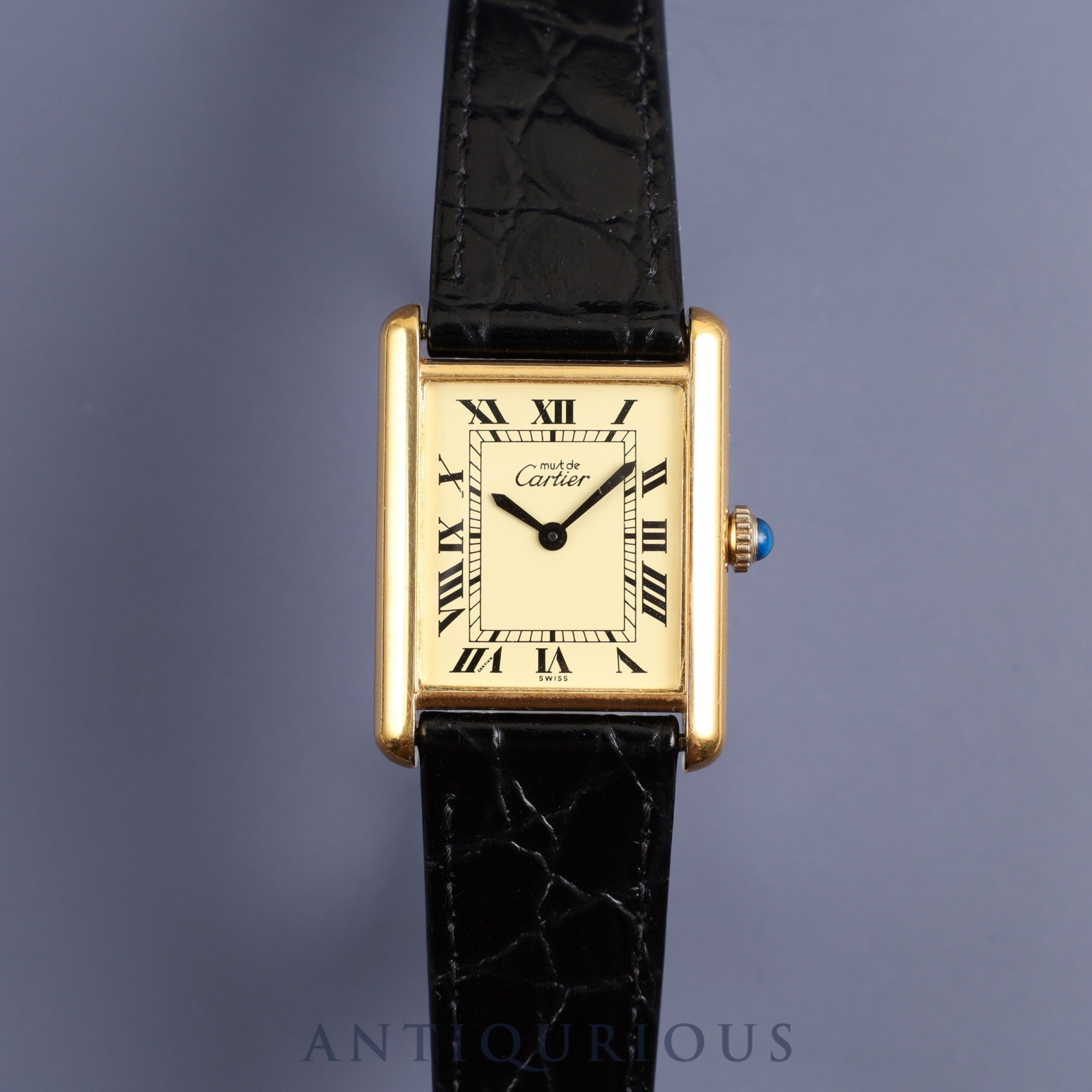 CARTIER MUST TANK LM Manual winding Cal.78-1 SV925 Leather Genuine buckle (GP) Ivory dial Overhauled