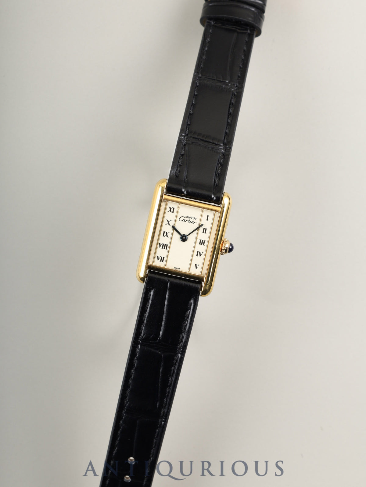 カルティエ マストタンク SM W1003053/5057001 クォーツ Cal.057 SV925 革 純正尾錠（GP）ストレートローマン文字盤 1982年頃～1995年頃 保証書（無記載）オーバーホール済み