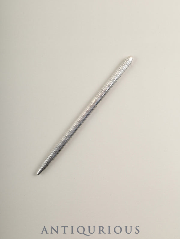 Tiffany ballpoint pen, sterling silver, twist style, made in Germany, wave carving, dust bag. *New non-original ink (black) has been replaced.
