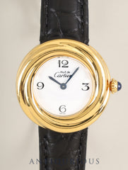 Cartier Must Trinity W1010844 / 2735 Quartz SV925 Leather Genuine Deployant Buckle (GP) Exploding Arabic Dial (SWISS marking) Complete Service (Full Maintenance) completed at Cartier Boutique