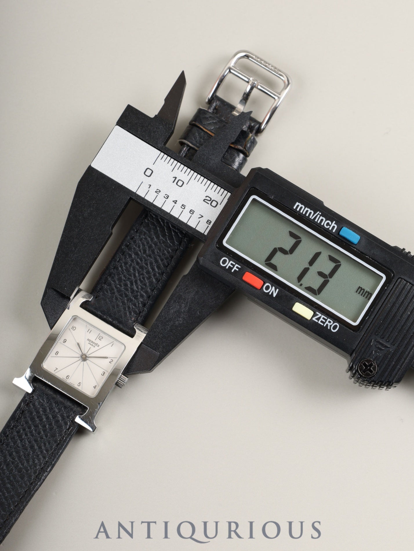 エルメス  Hウォッチ ドゥブルトゥール HH1.210 クォーツ Cal.901.001 SS 純正革ベルト（T刻印：2015年）純正尾錠（SS）ホワイト文字盤 箱 保証書 冊子 オーバーホール済み