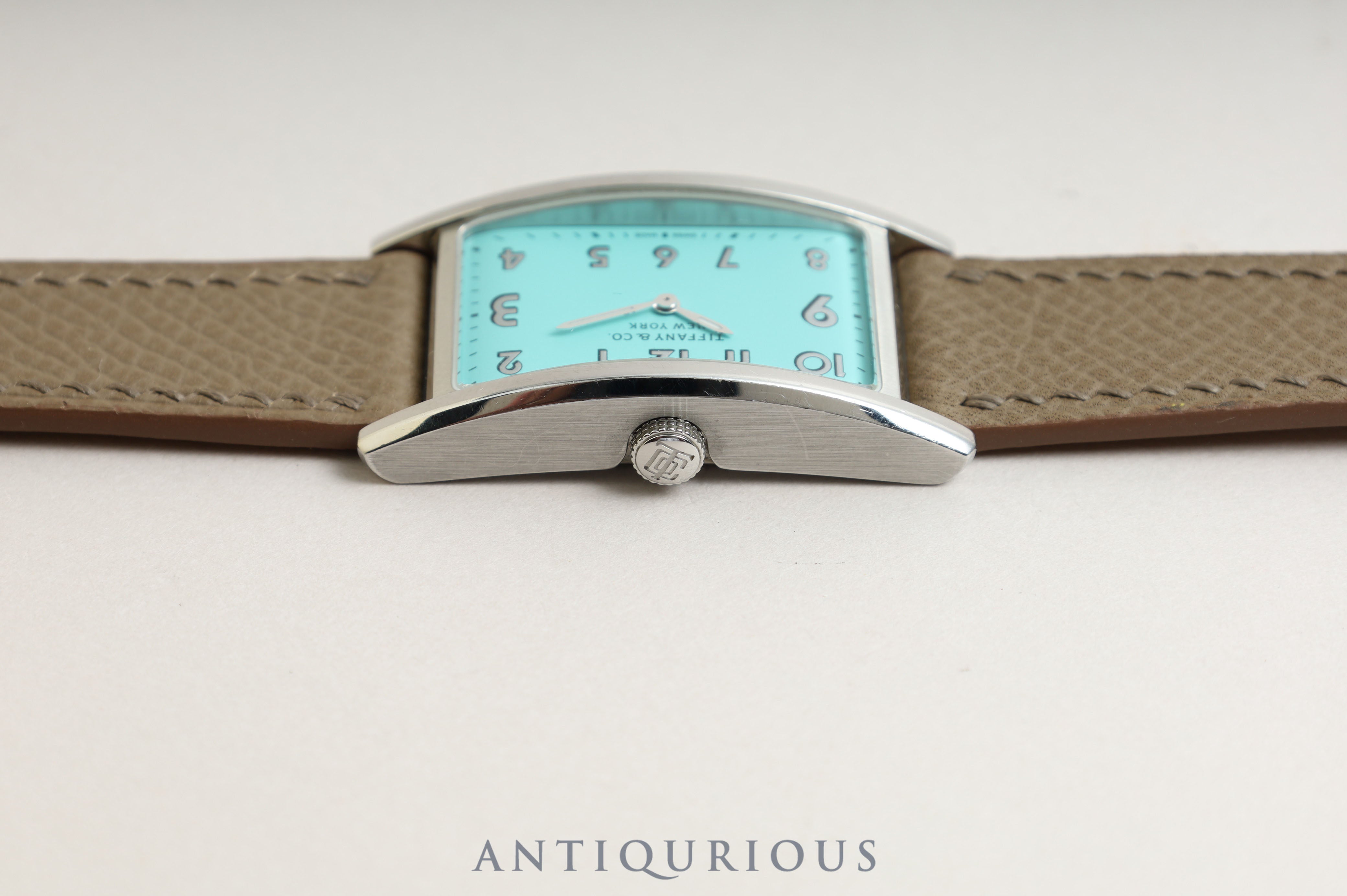 Tiffany East West Mini 36668679 Quartz Tiffany Blue Dial Stainless Steel Leather Box Warranty Card Genuine Leather Strap Included