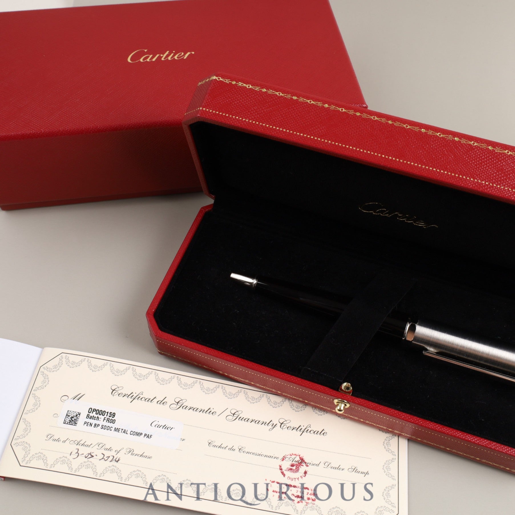 Cartier ballpoint pen Santos Dumont OP000159 Palladium 950 / Resin Box Case Warranty (2024)