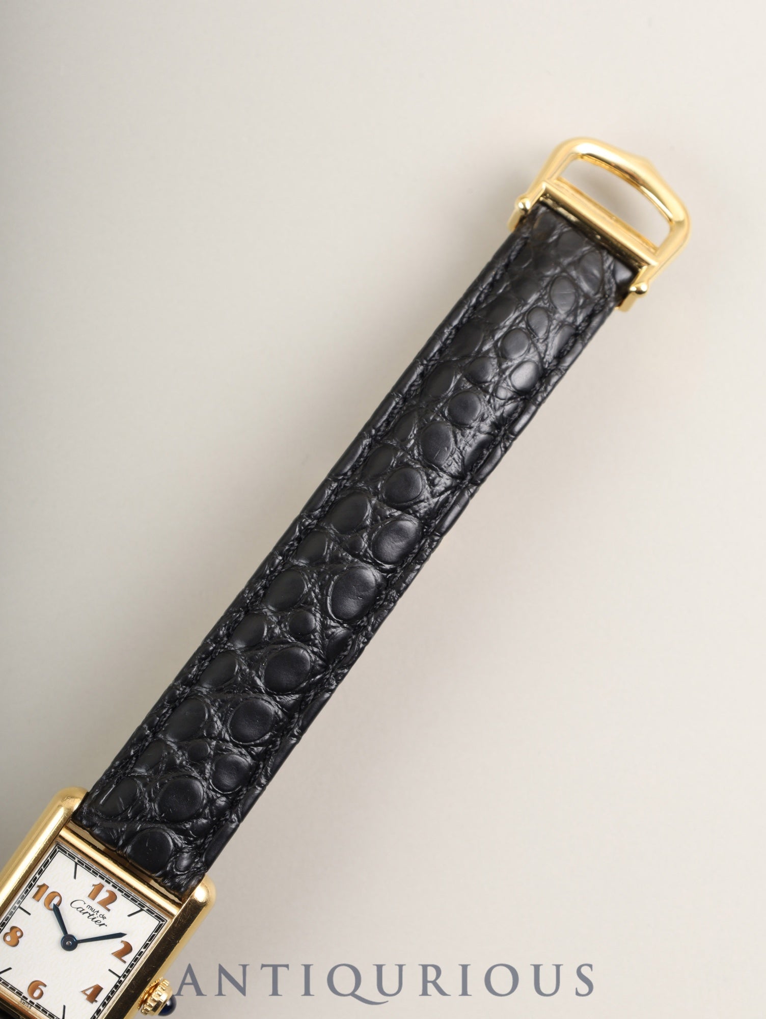 カルティエ マストタンク SM W1008354 / 1613 クォーツ Cal.057  SV925 革  純正Dバックル（GP）飛びアラビアCC文字盤（SWISS表記）箱 冊子 保証書（無記載）オーバーホール済み