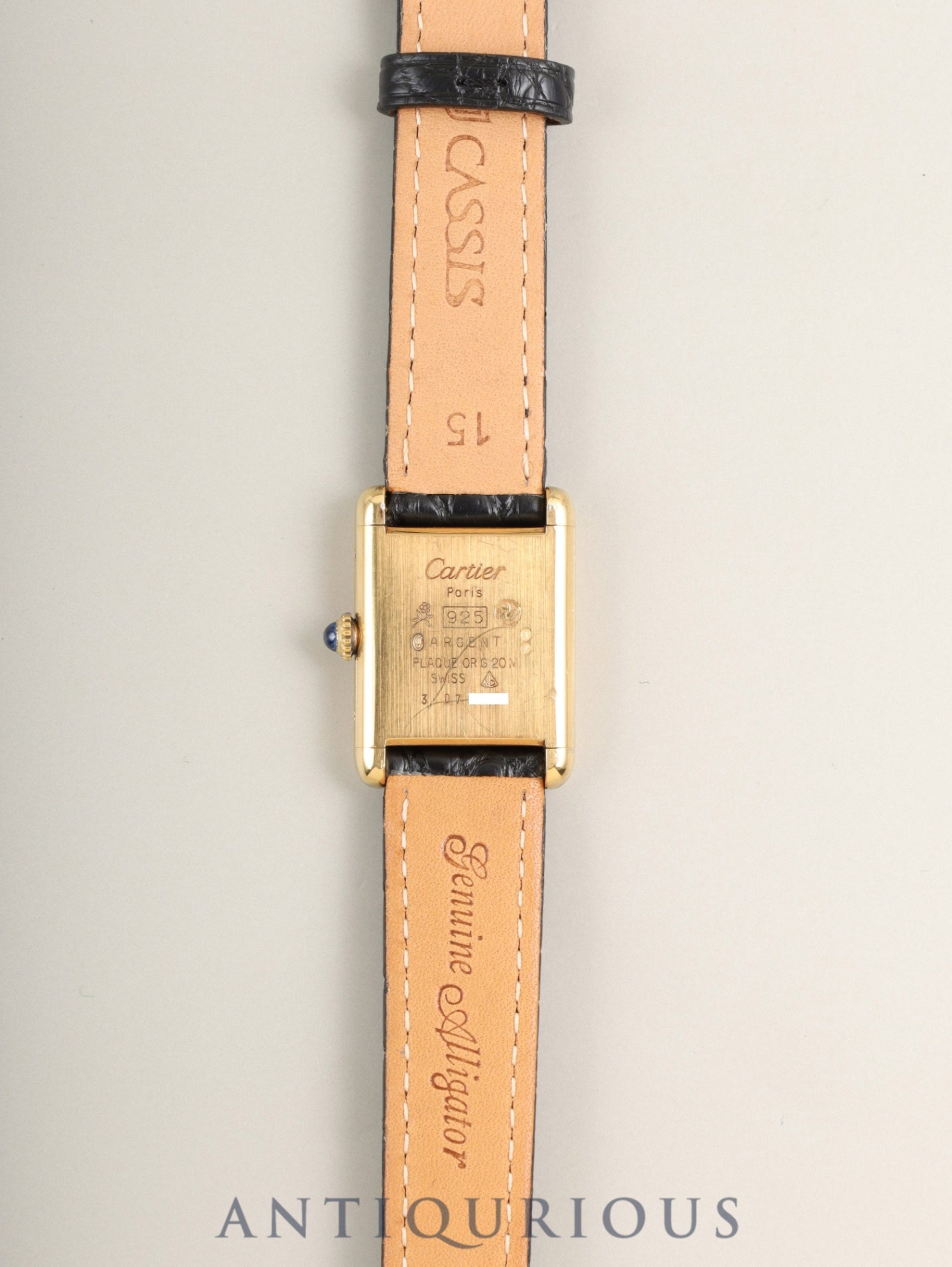 Cartier Must Tank SM Manual Winding Caliber 78-1 SV925 Leather Strap with Genuine GP Buckle Ivory Dial (SWISS Marking) Circa 1976-1981 Overhauled