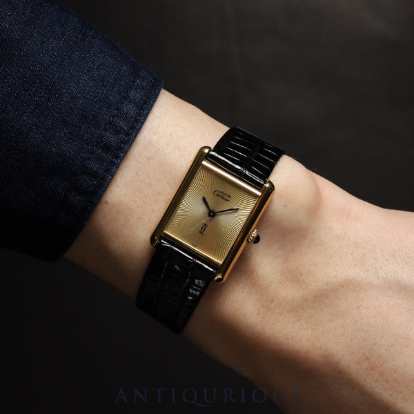 Cartier Must Tank LM Manual winding Cal.78-1 SV925 Leather Genuine buckle (GP) Sunray dial Overhauled