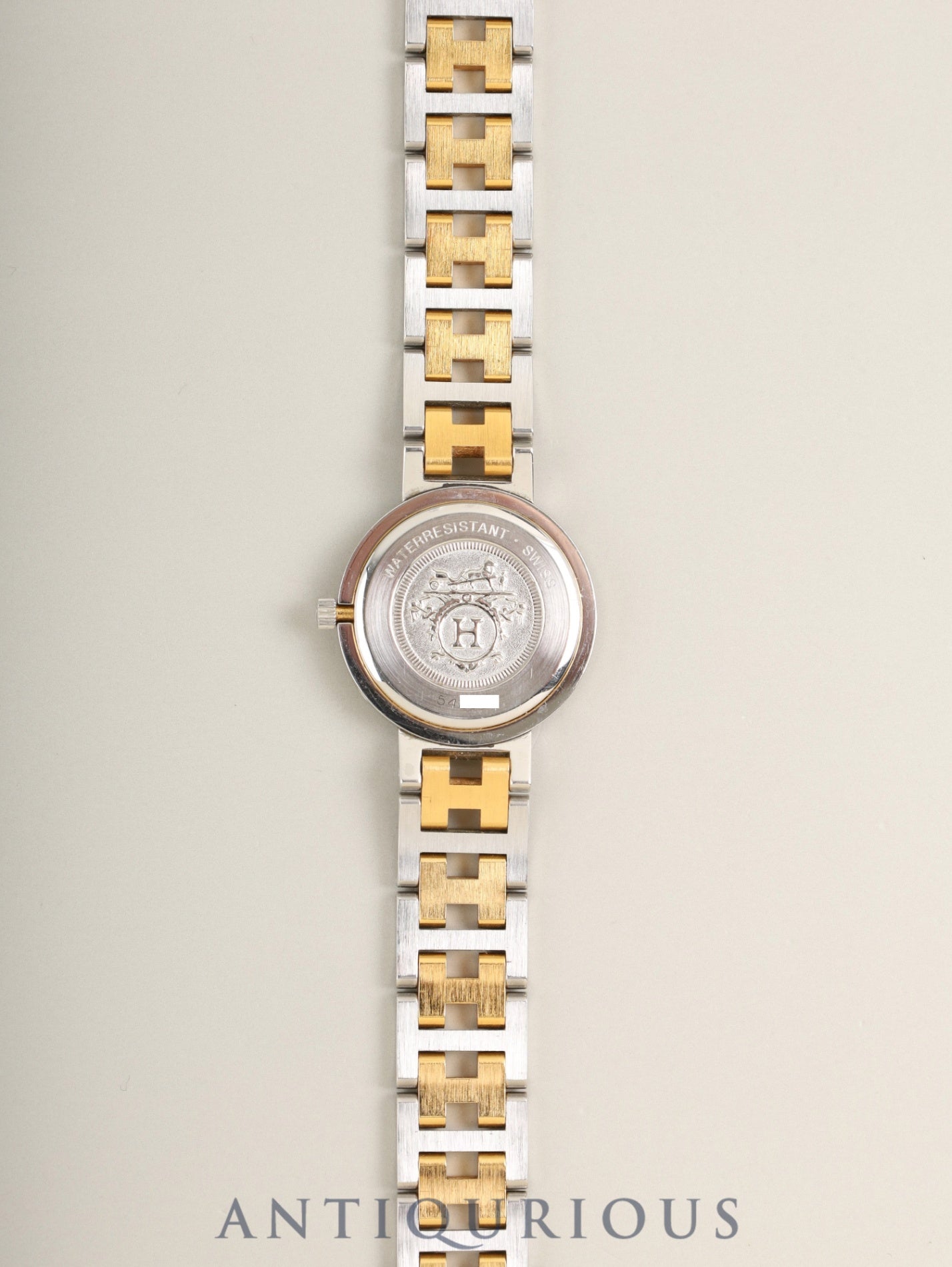 エルメス クリッパー 51.03 クォーツ Cal.- SS/GP SS/GP  アイボリー文字盤 箱 冊子 保証書（1992年）オーバーホール済み