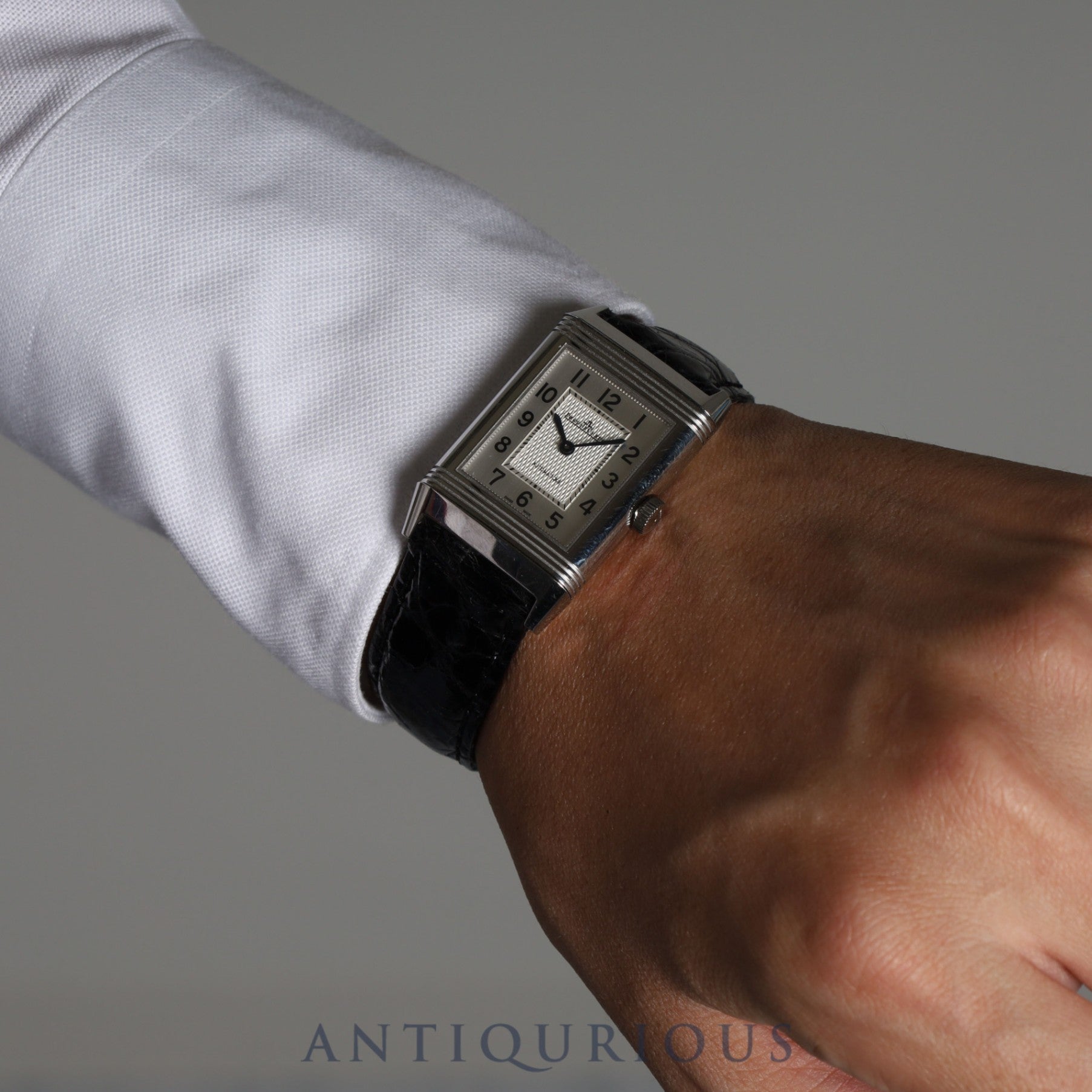 JAEGER LECOULTRE REVERSO CLASSIC MEDIUM Q2538120 (212.8.S5) Automatic Cal.965 SS Leather Genuine Buckle (SS) Silver Dial