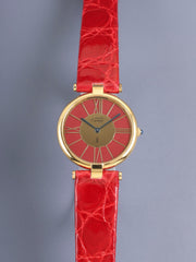 Cartier Must Vendôme VLC LM 17 Quartz Cal.81 SV925 Leather Original pin buckle (GP) Garnet cloisonné dial (SWISS mark) Booklet Warranty (1985) Overhauled