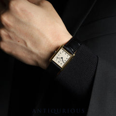 Cartier Must Tank LM 590005 Quartz Caliber - SV925 Leather Strap with Genuine D-Buckle (GP) Arabic Dial Circa 1982-1995 Overhauled and Finished to New